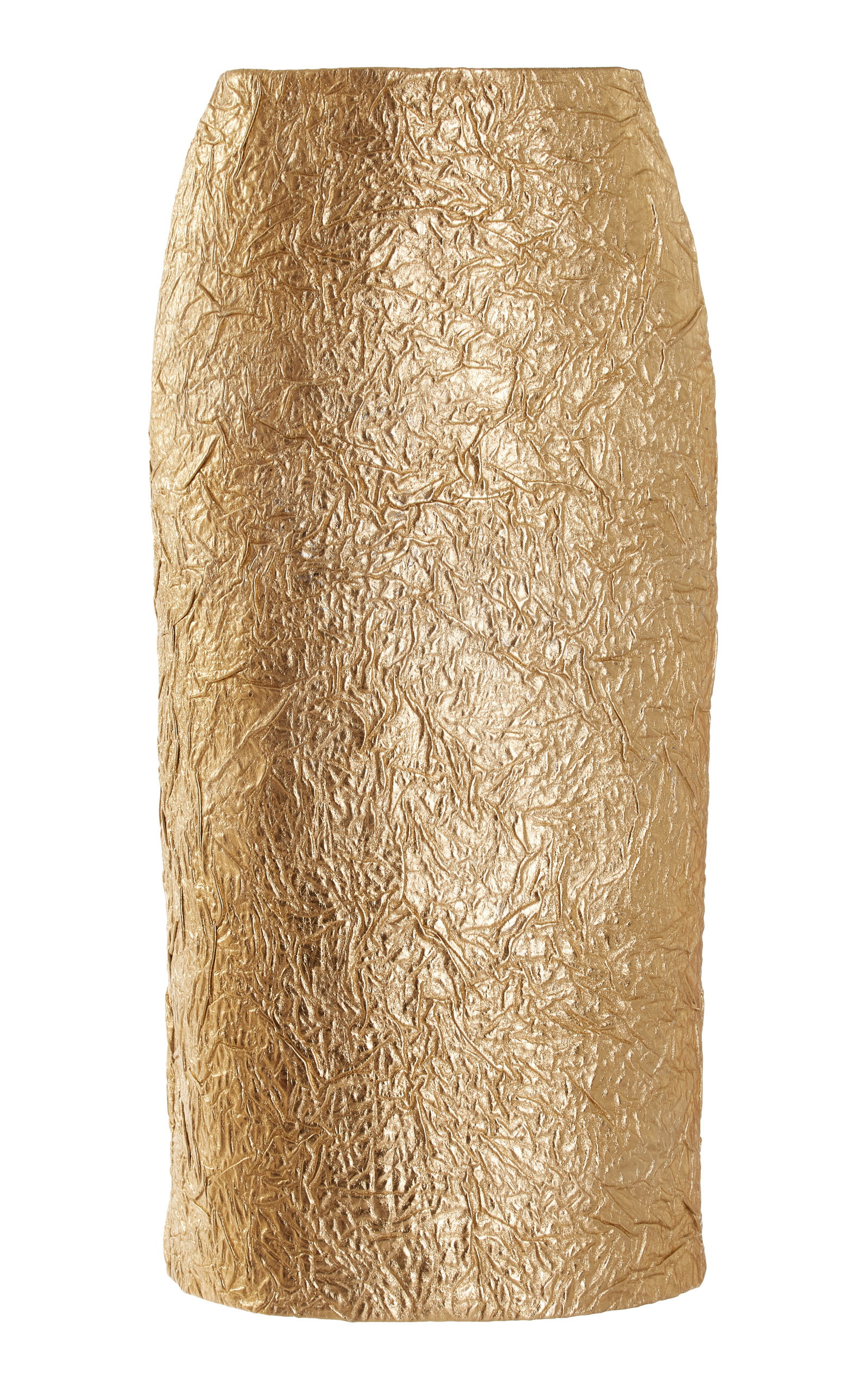 The Gail Crinkled Leather Midi Pencil Skirt