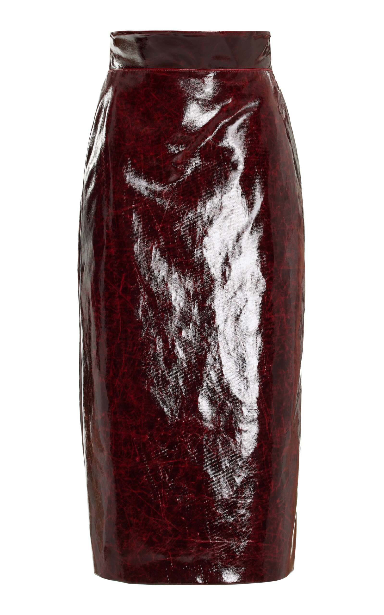 Brandon Maxwell The Cadence Lacquered Midi Pencil Skirt - Red