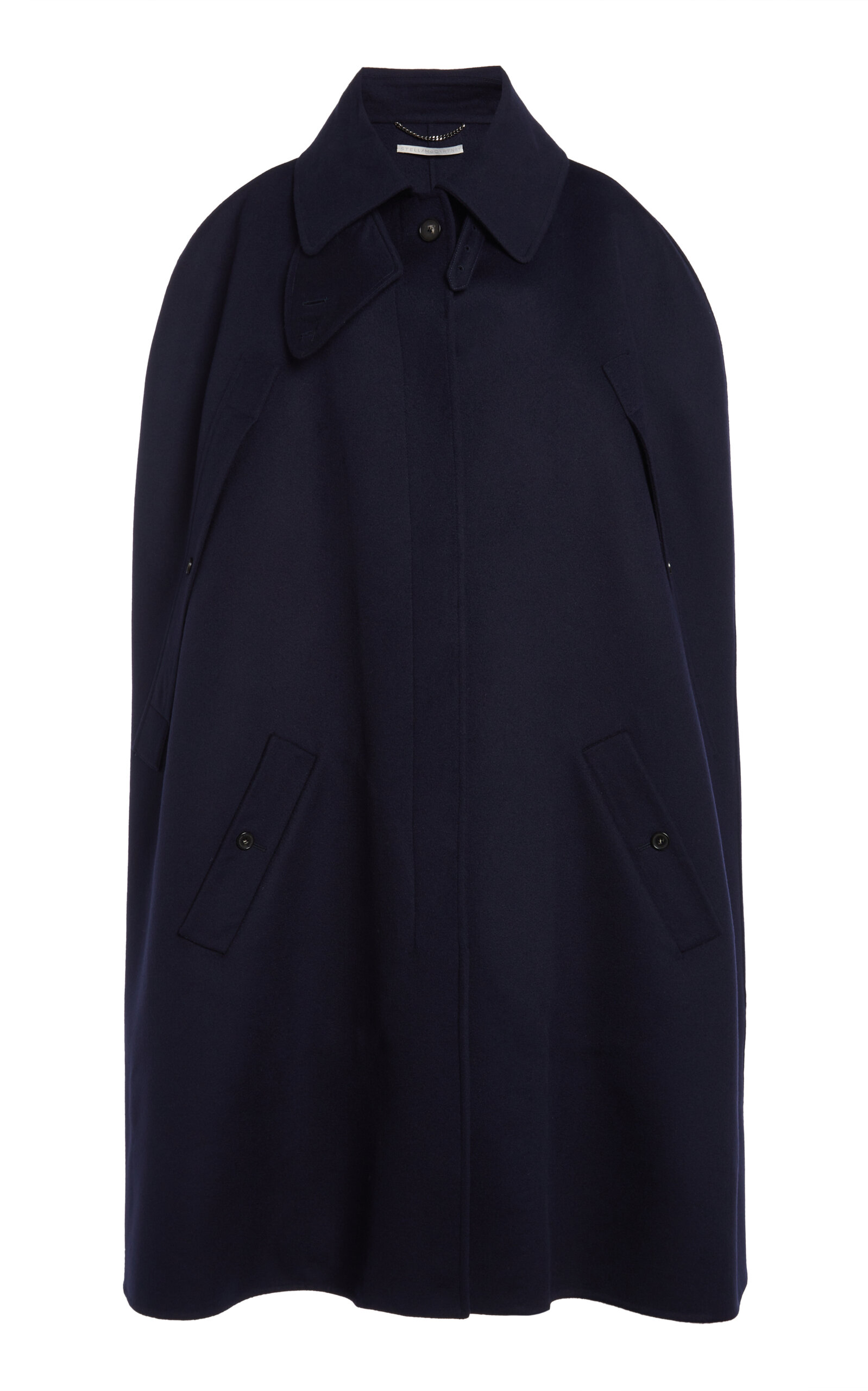 Stella McCartney High-Neck Double Face Wool Cape - Black