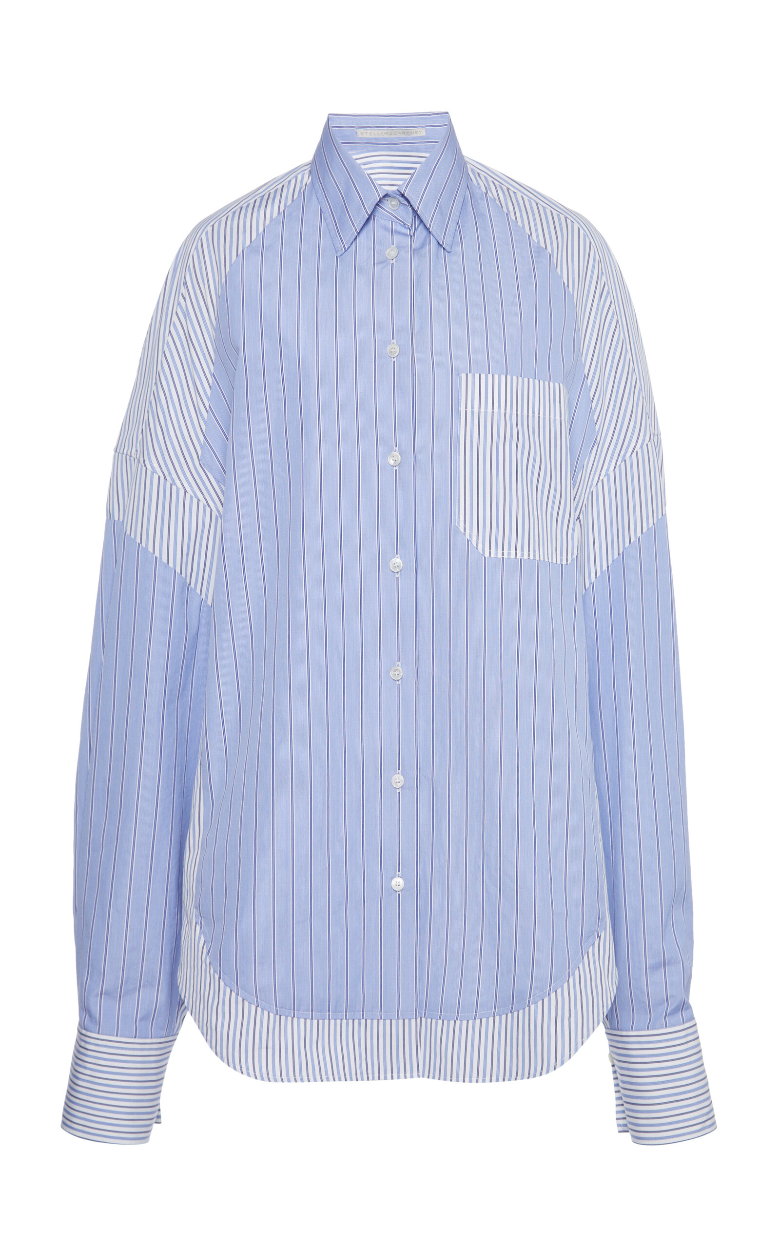Shop Stella Mccartney Mixed-stripe Cotton Button-down Shirt In Blue