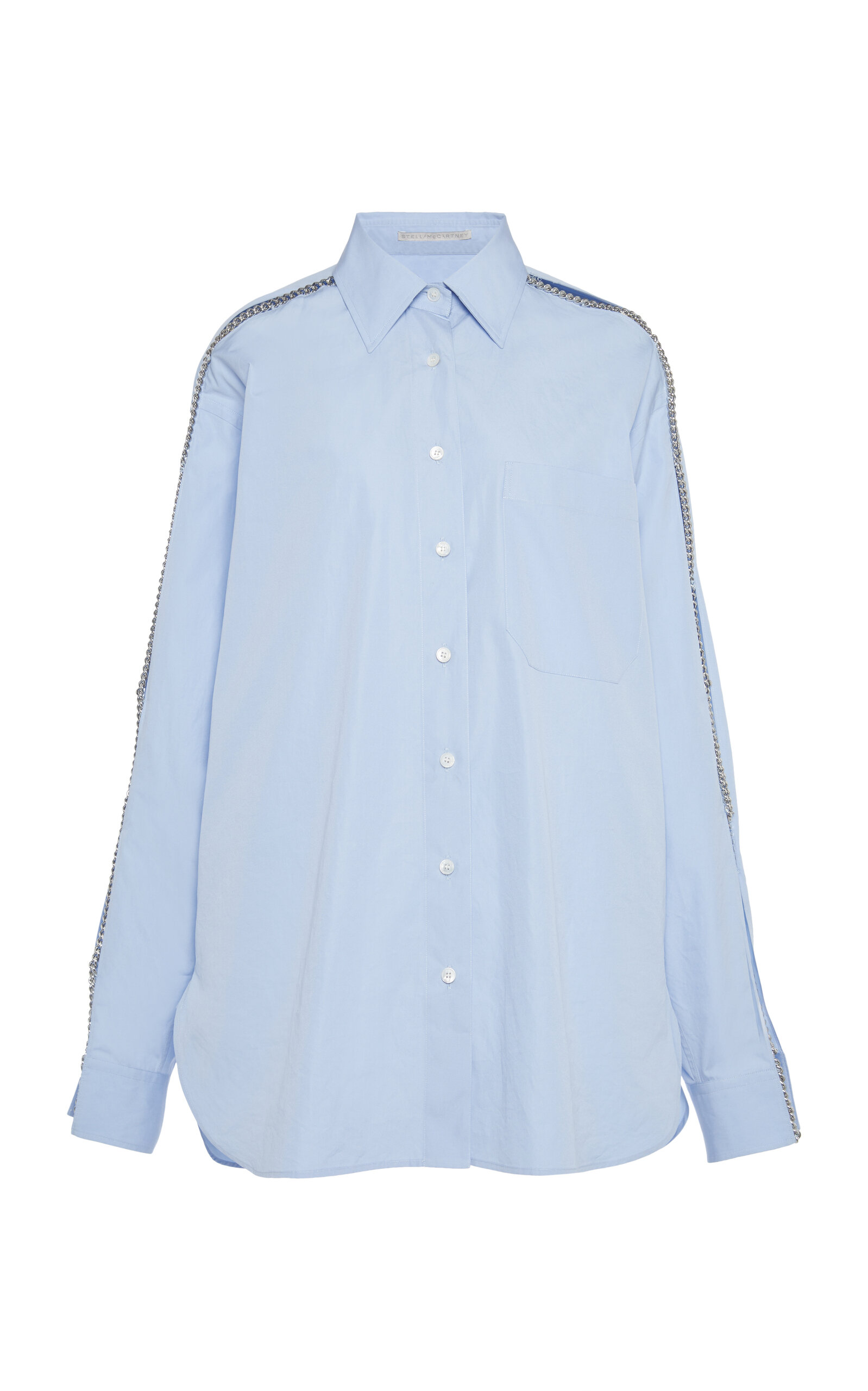 STELLA MCCARTNEY FALABELLA CHAIN-EMBELLISHED CUTOUT COTTON SHIRT