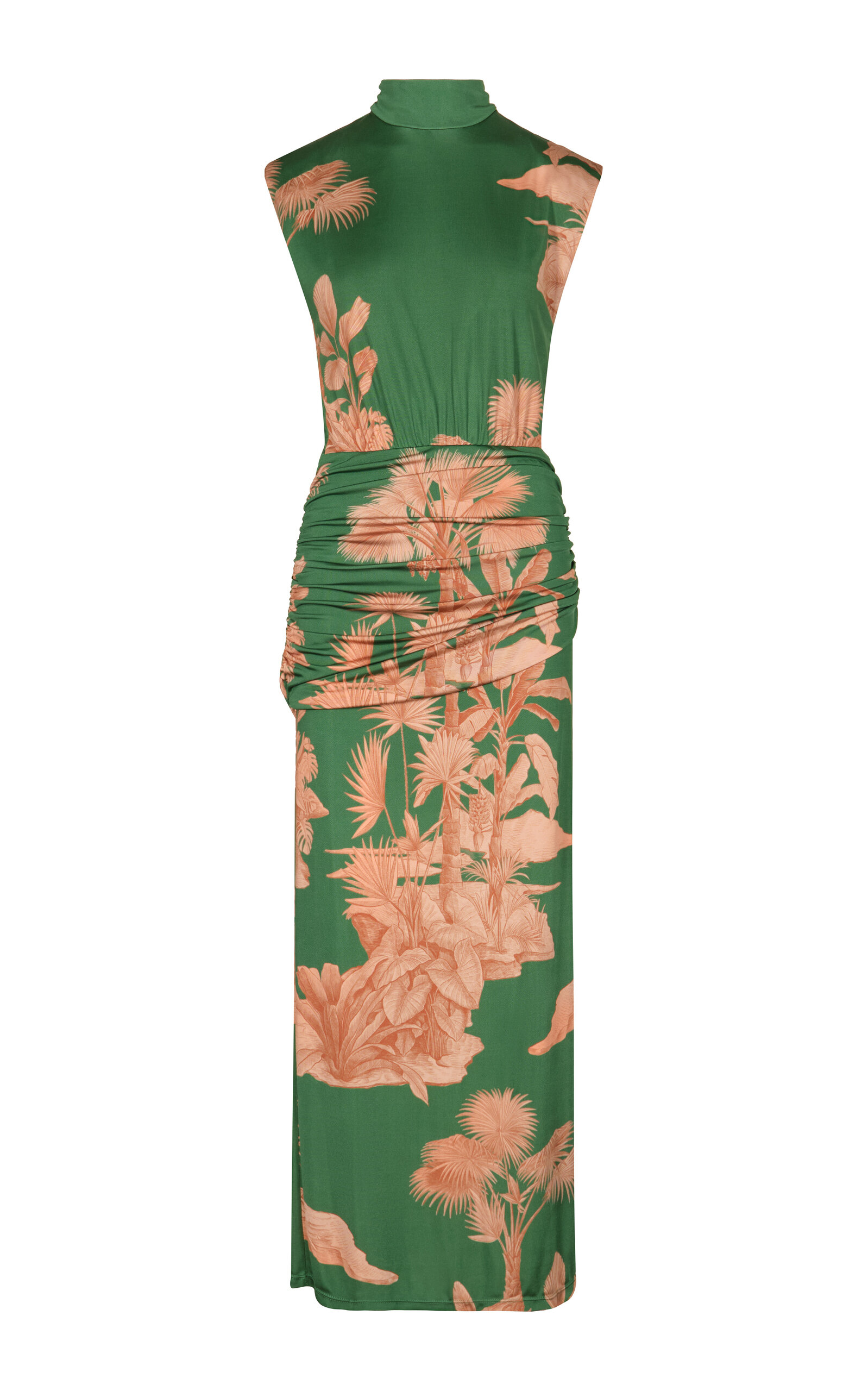 Johanna Ortiz Finding The Way Ruched Sleeveless Maxi Dress - Green