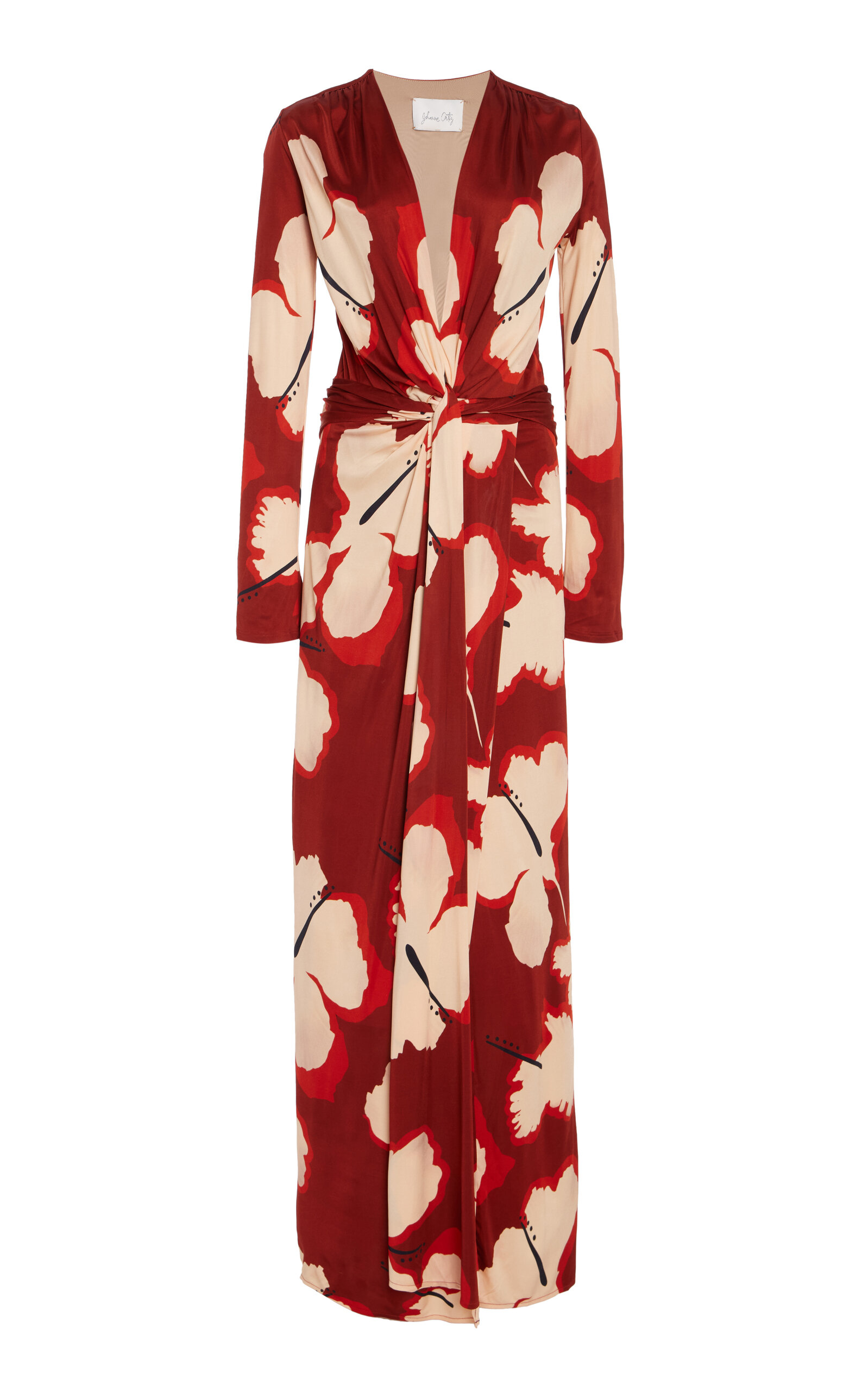 Johanna Ortiz Floral Jersey Maxi Dress In Red
