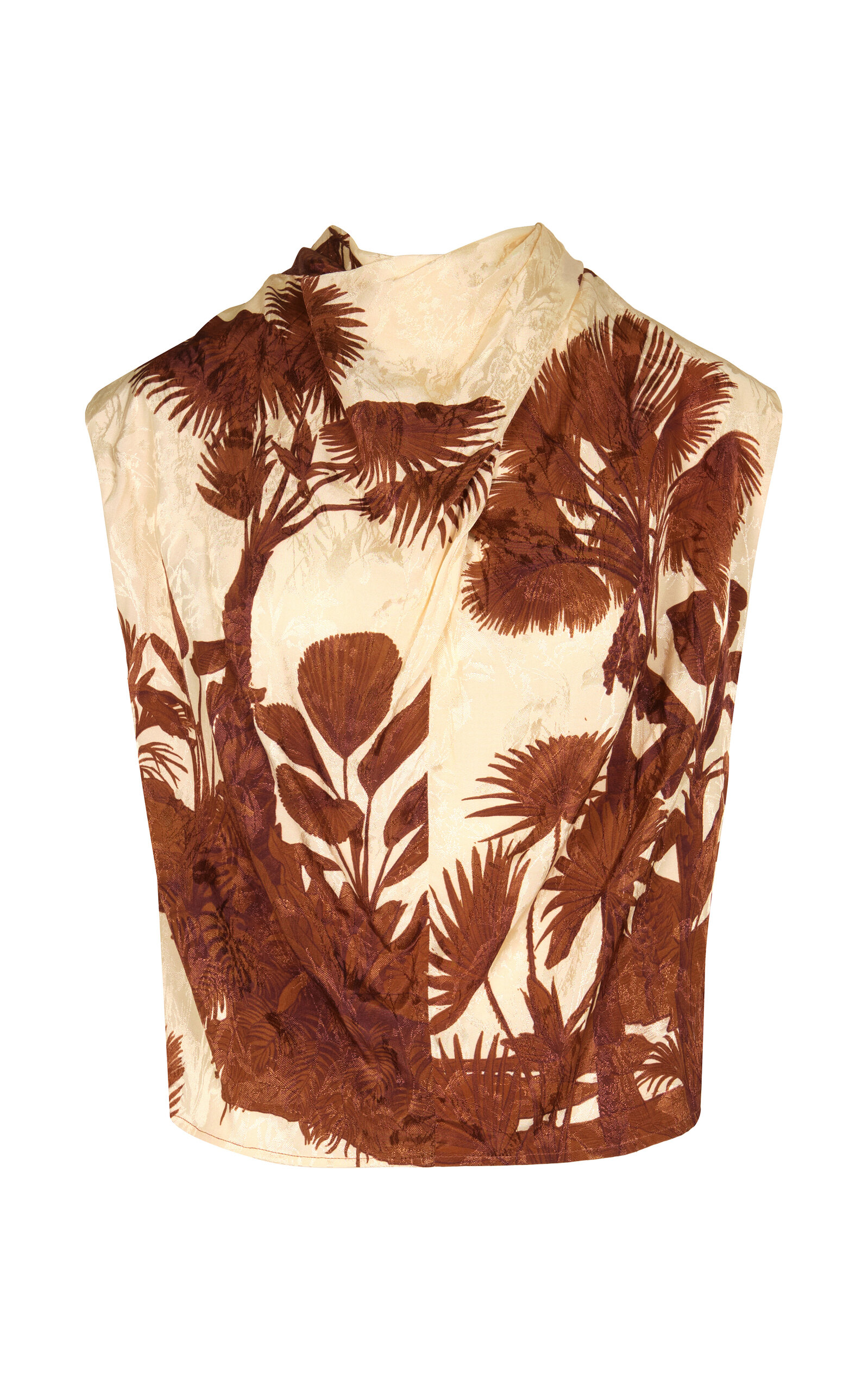 Johanna Ortiz Island Stories Cowl-neck Top In Brown