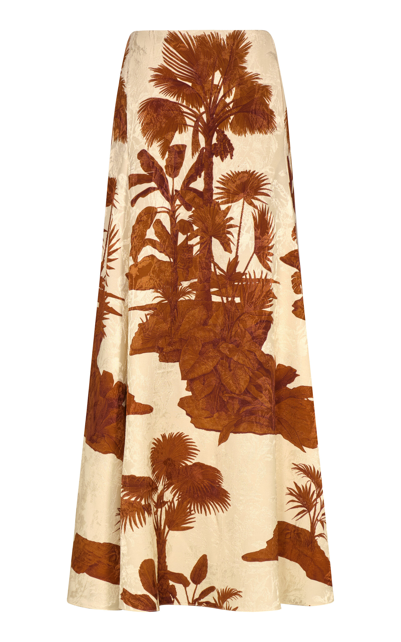 Johanna Ortiz Encanto De Isla Flared Midi Skirt - Brown