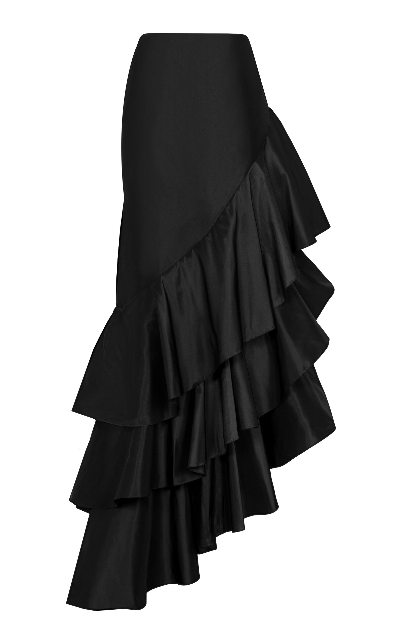Johanna Ortiz Spirit Of Exploration Ruffled Silk Maxi Skirt - Black