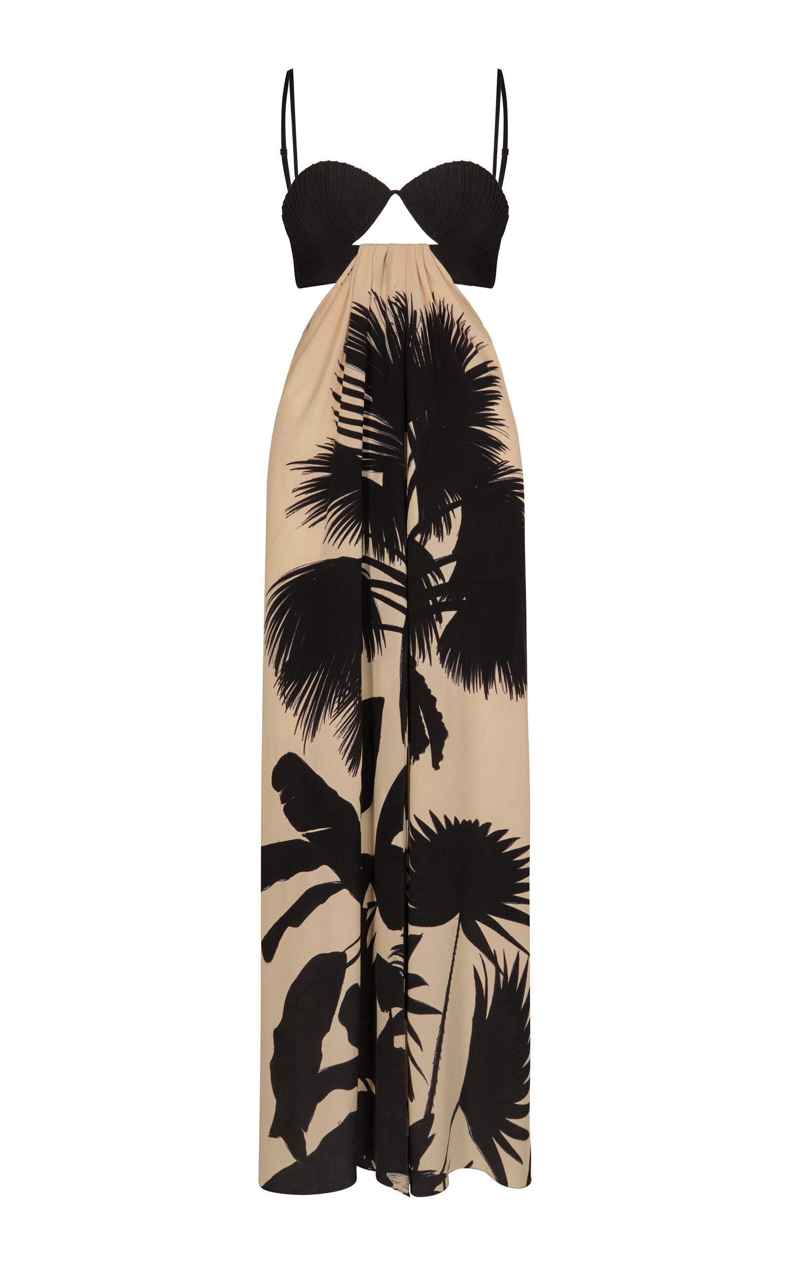 Shop Johanna Ortiz Fascination Of The East Cutout Silk Maxi Dress In Black,white