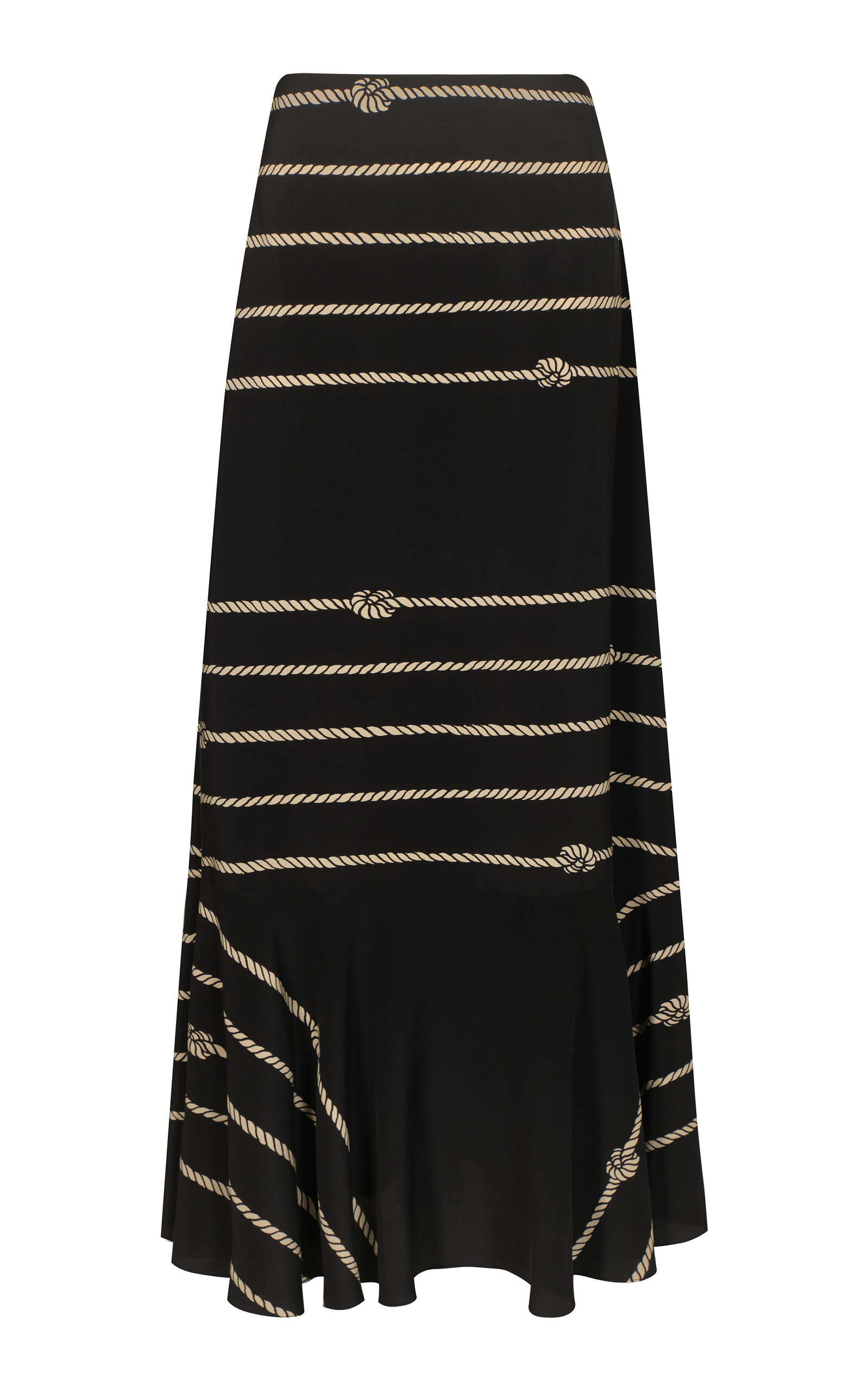 Johanna Ortiz Hello Sailor Printed Silk Maxi Skirt In Black,white