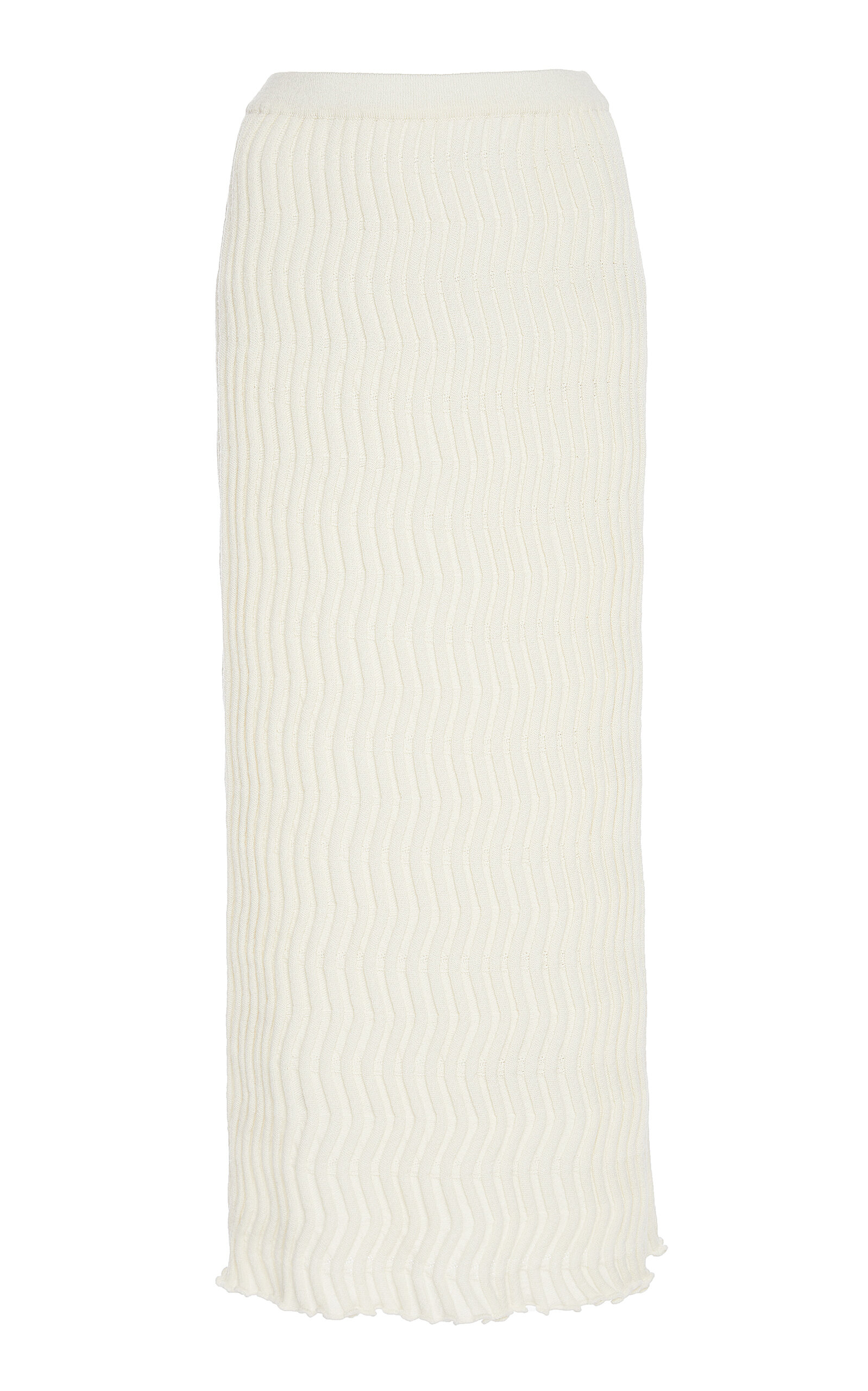 Bottega Veneta Ribbed Wool Midi Skirt In Multi