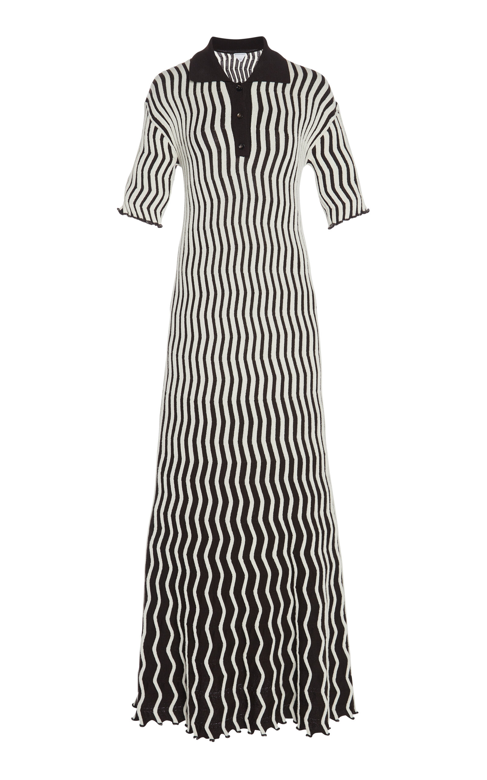 Shop Bottega Veneta Ribbed Wool-blend Maxi Dress In Stripe