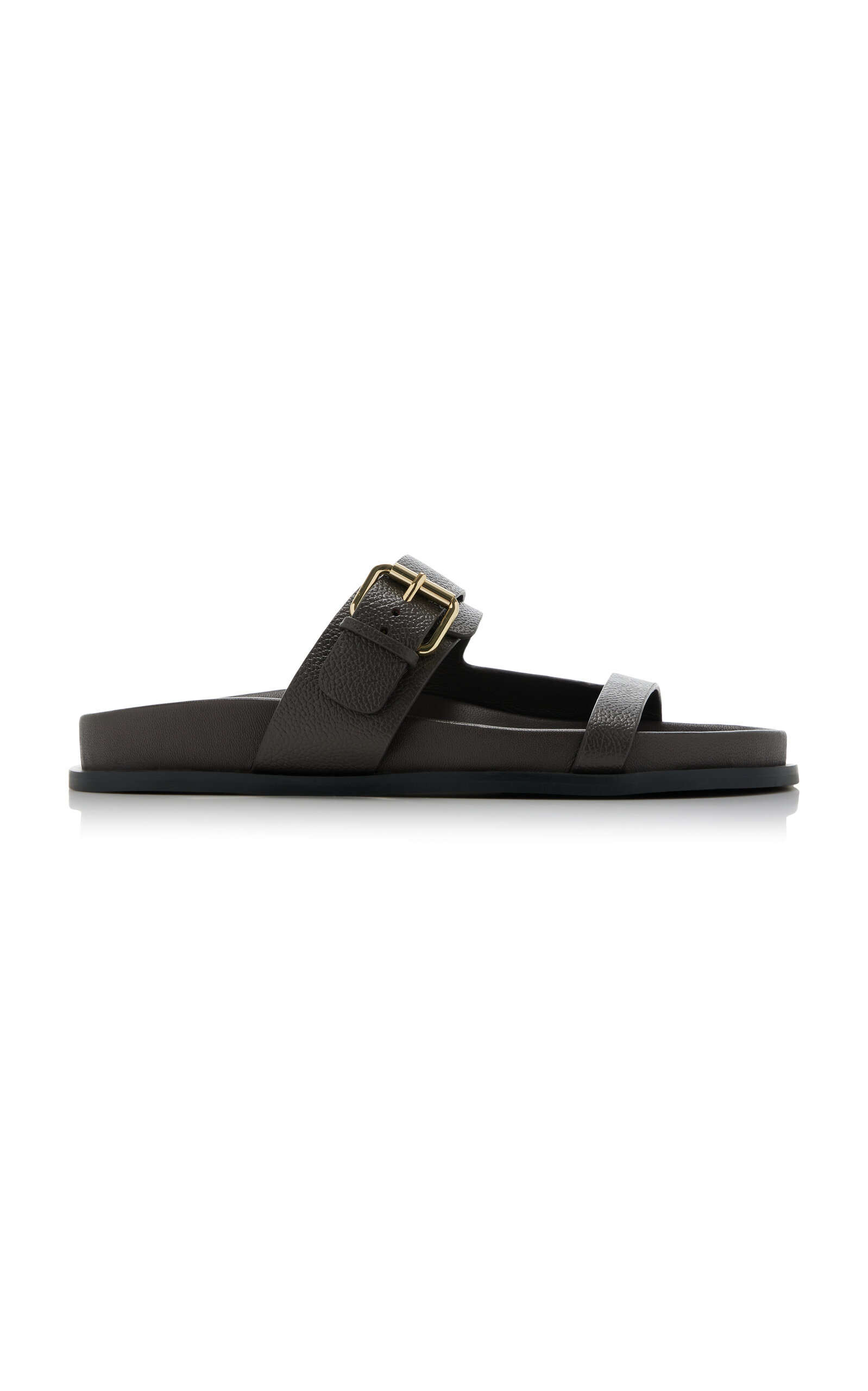 Shop A.emery Prince Leather Slide Sandals In Grey