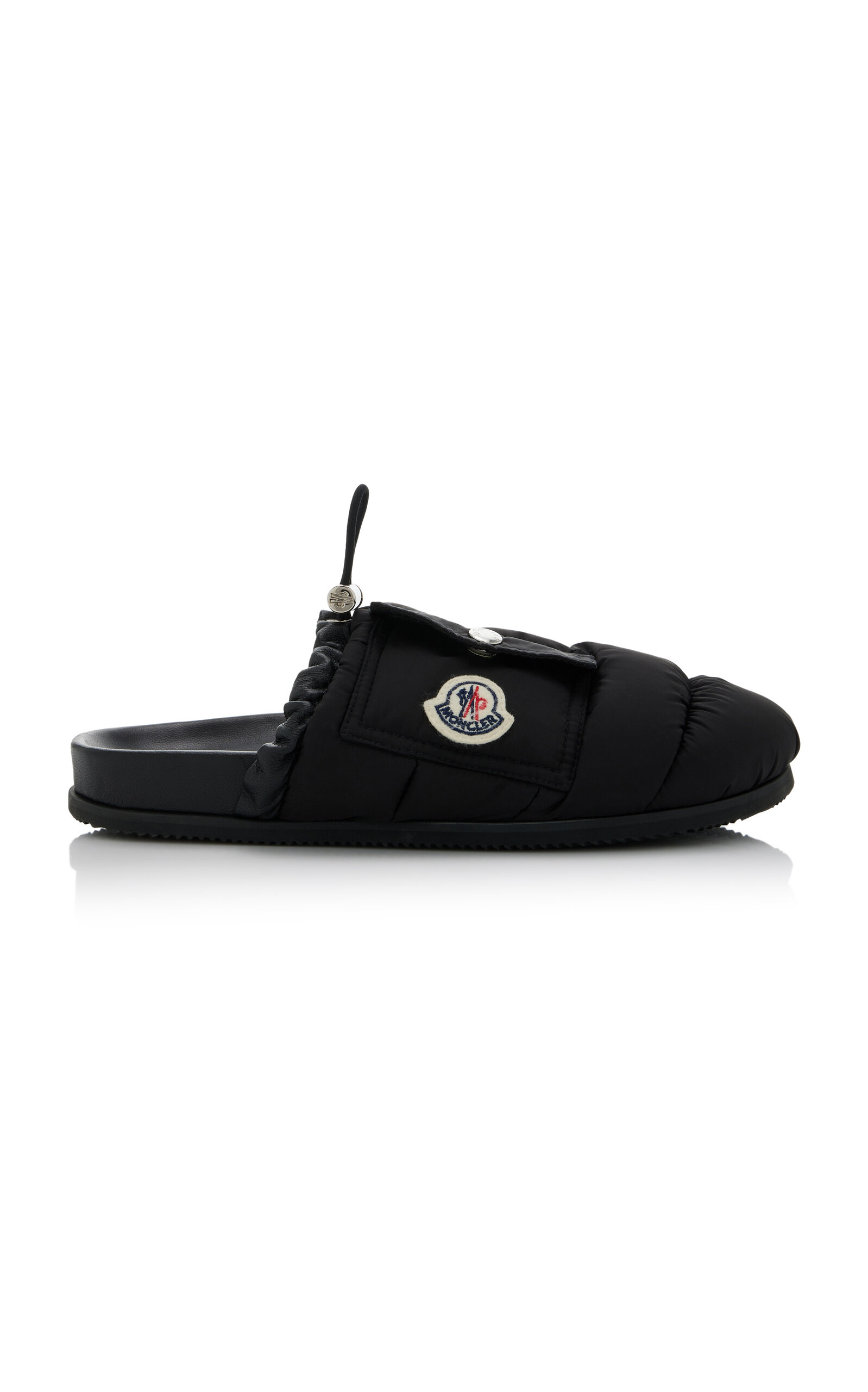 Moncler Mon Pocket Padded Black Mules In Multi
