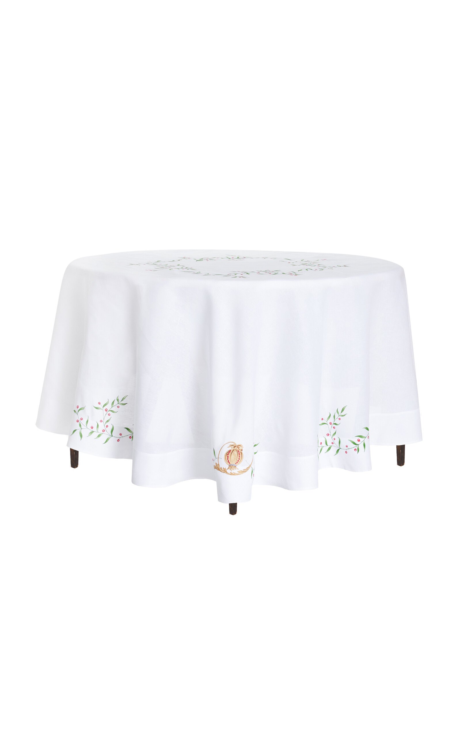 MODA DOMUS HAND-PAINTED AND EMBOIRDERED LINEN TABLECLOTH