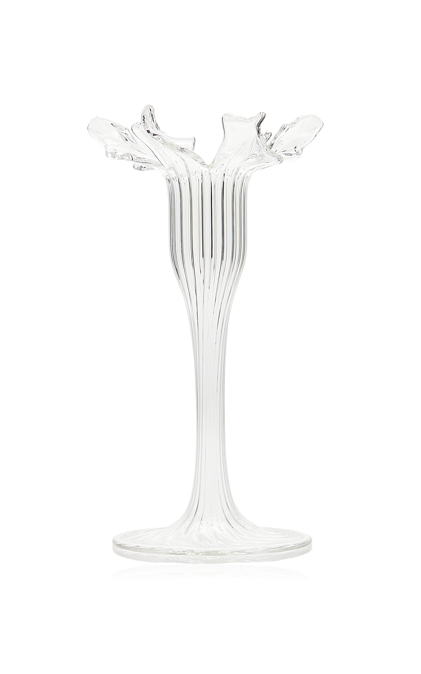 Moda Domus Small Floral Glass Candle Stick In Clear