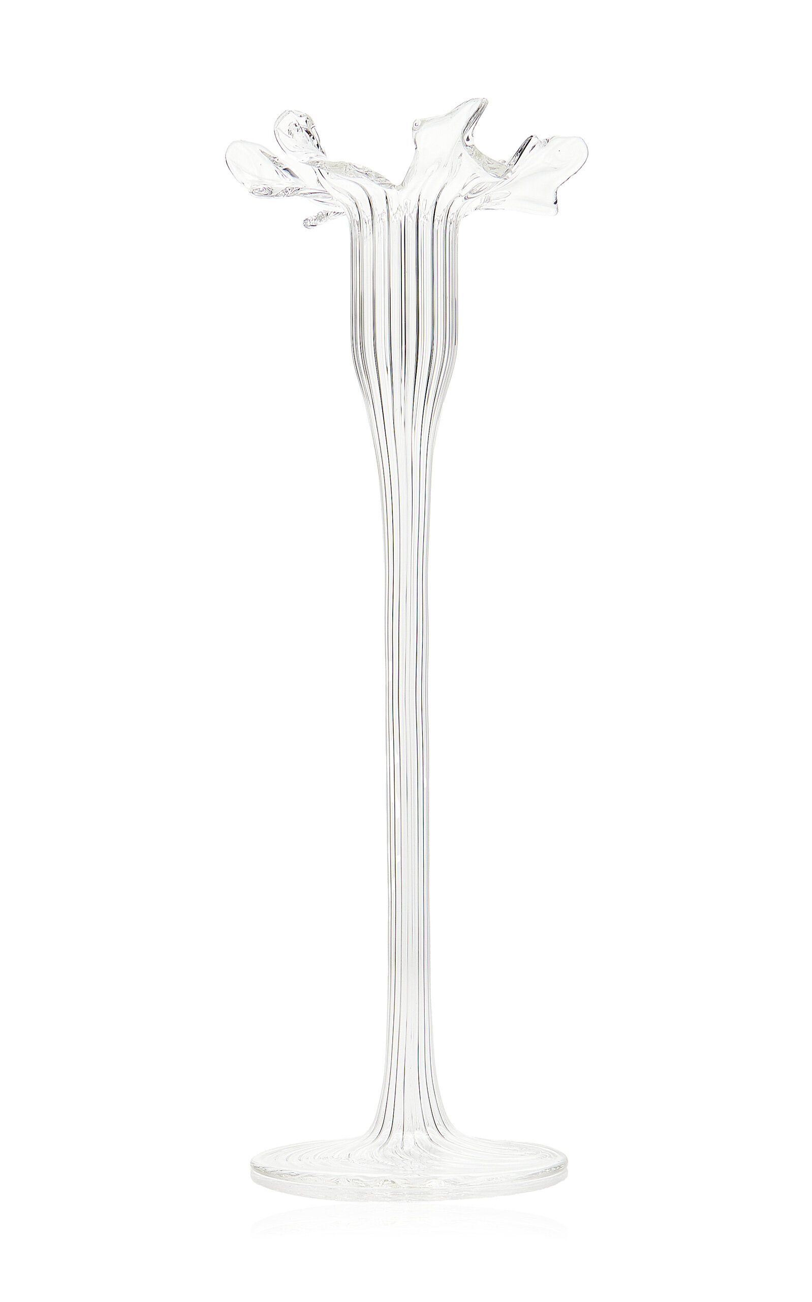 Moda Domus Large Floral Glass Candle Stick - Clear