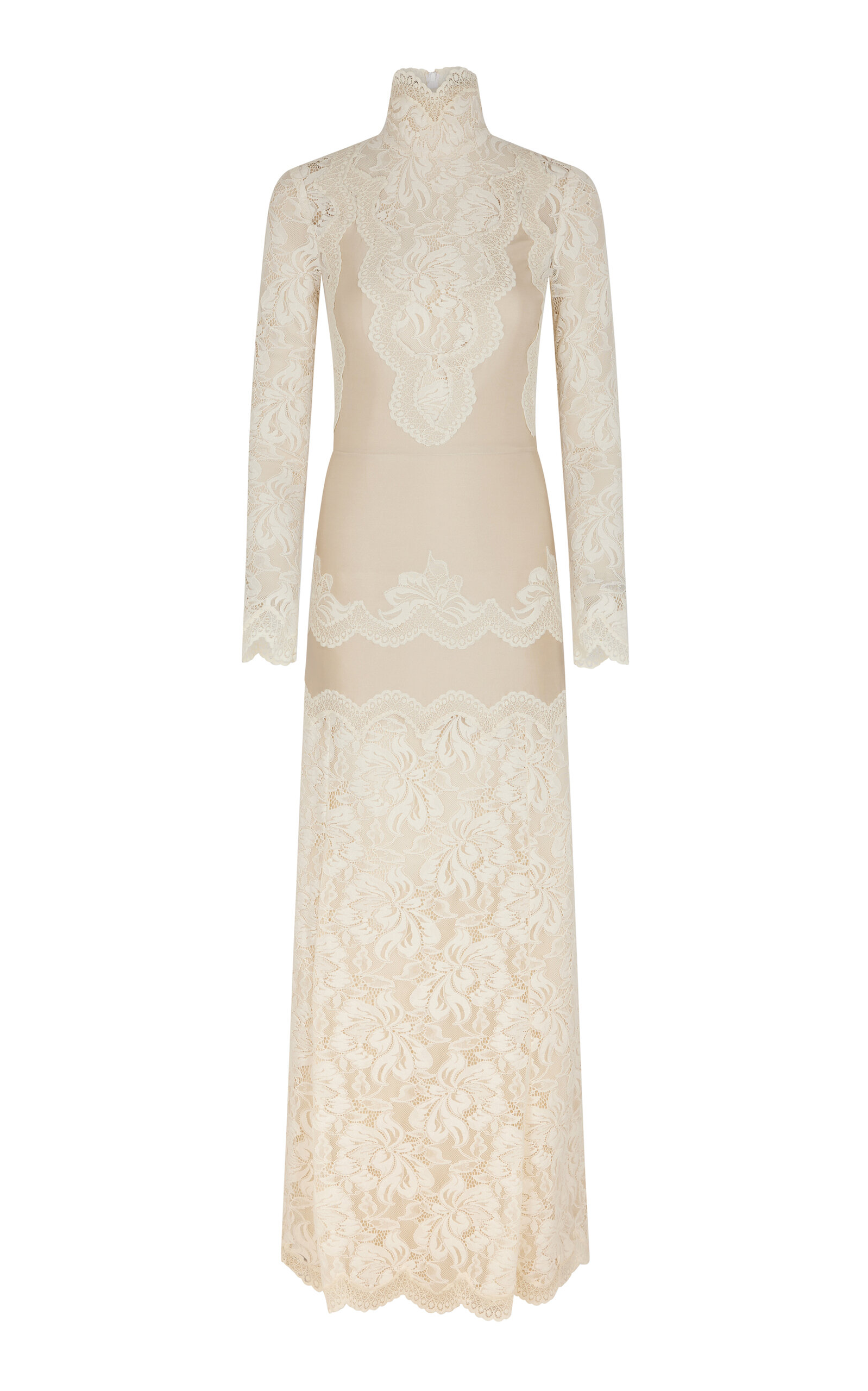 Rabanne Lace-Paneled Satin Maxi Dress - Ivory