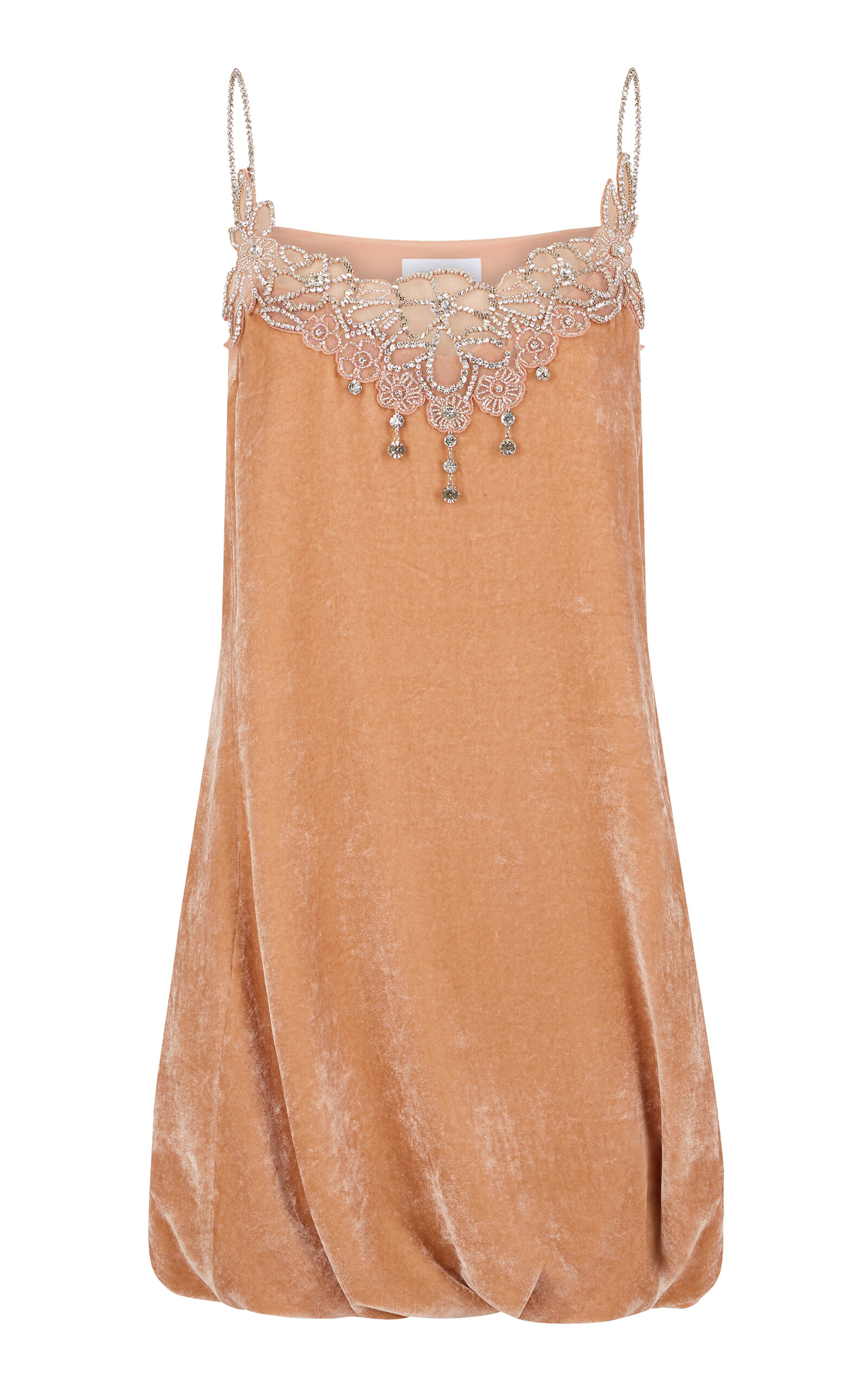 Shop Rabanne Embroidered Velvet Mini Dress In Light Pink
