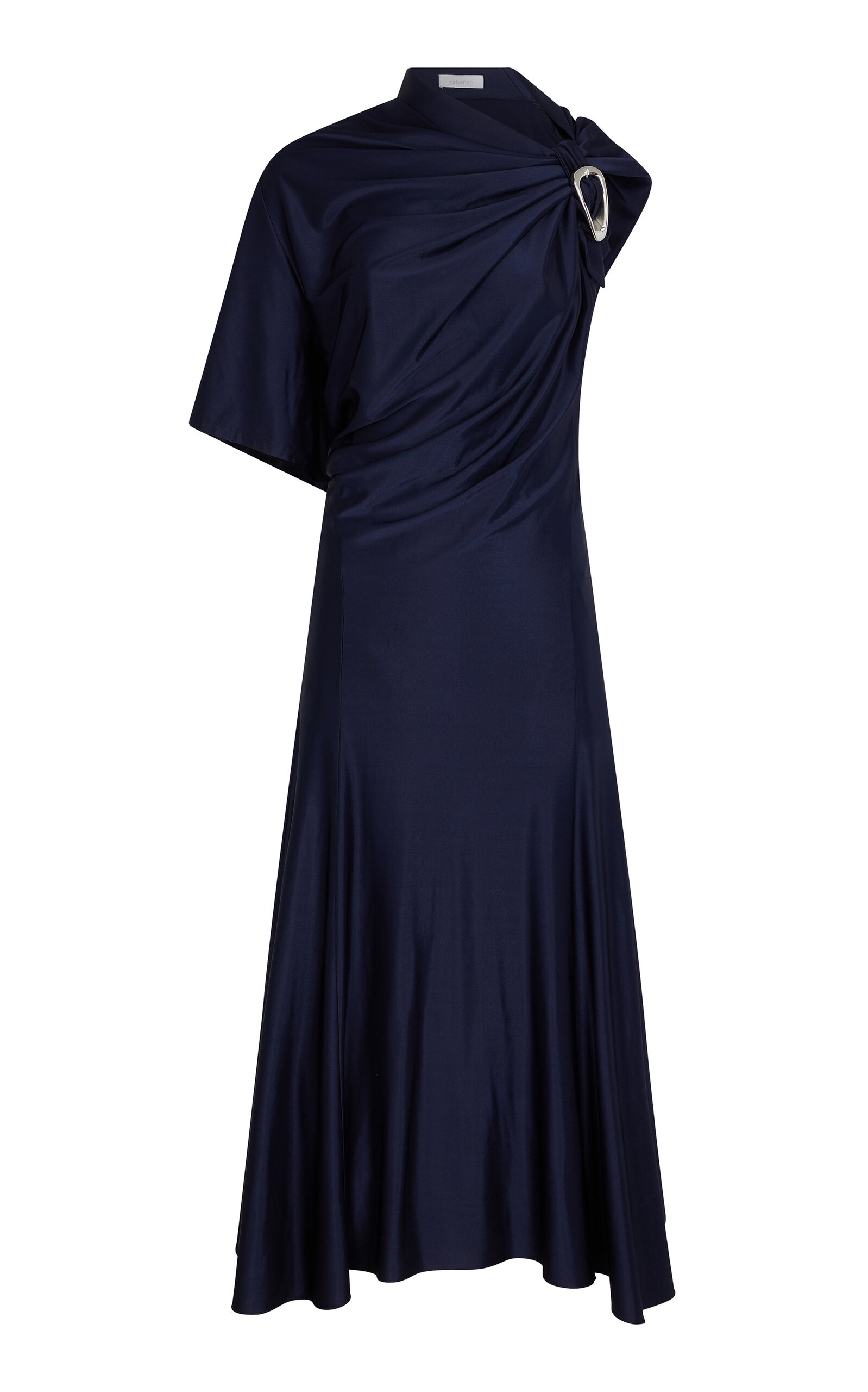 Rabanne Hardware-Detailed Draped Jersey Midi Dress - Navy