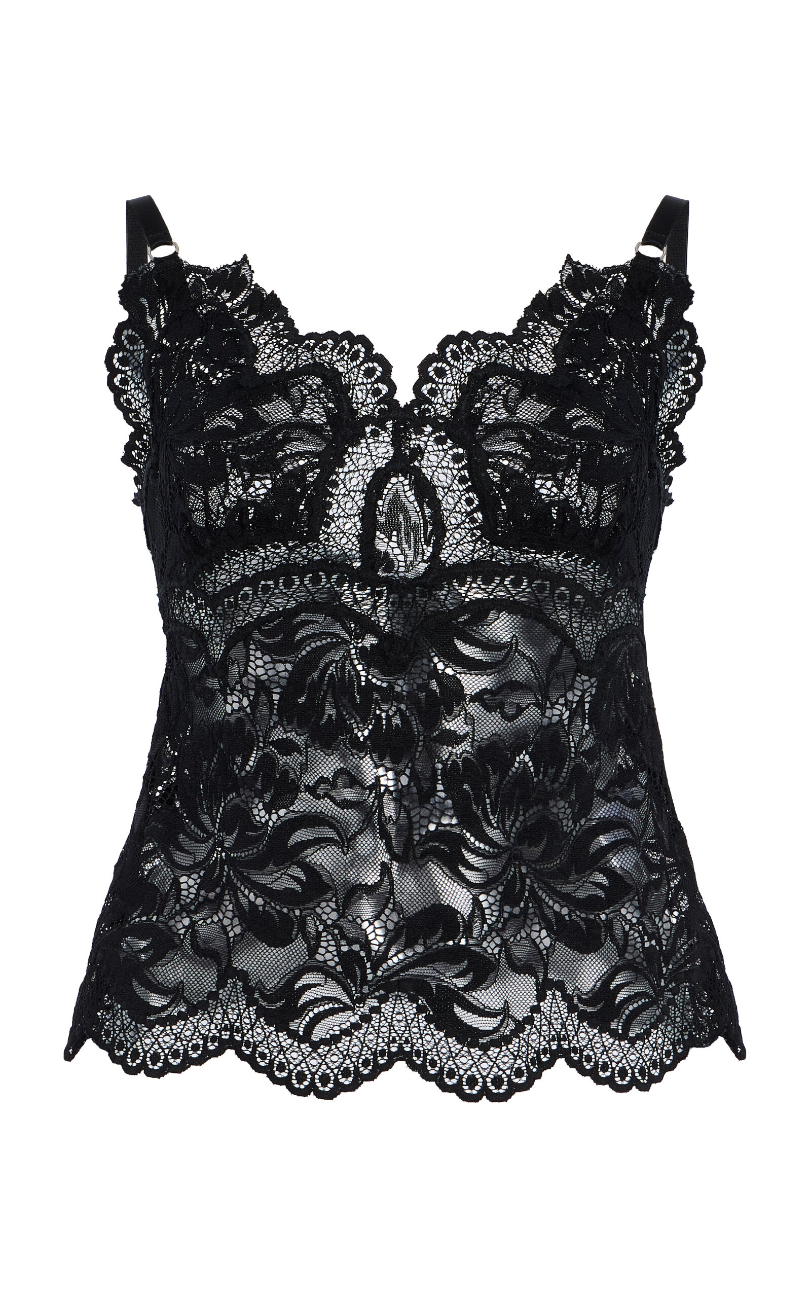 Shop Rabanne Scalloped Lace Top In Black