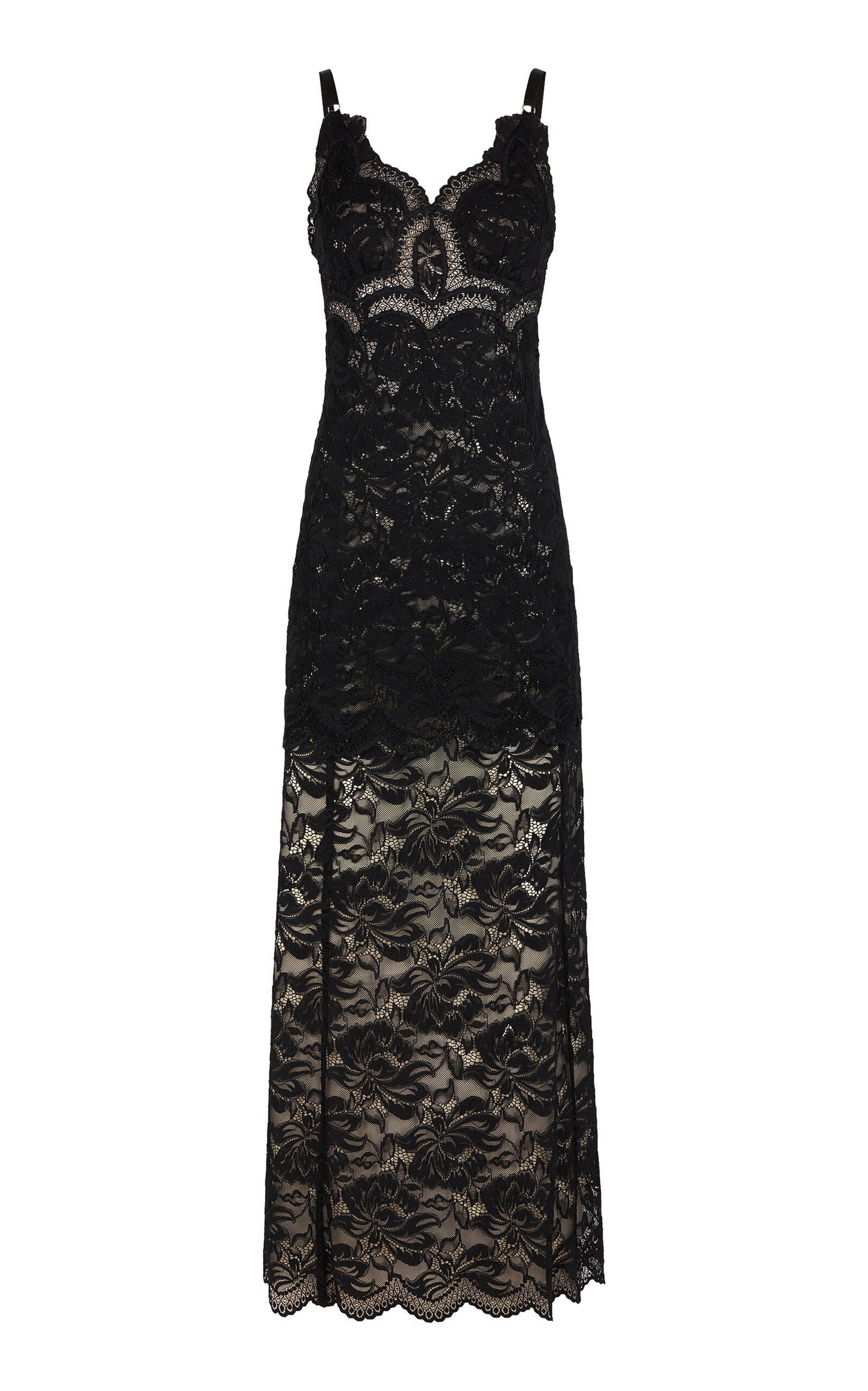 Rabanne Scalloped Lace Maxi Dress - Black