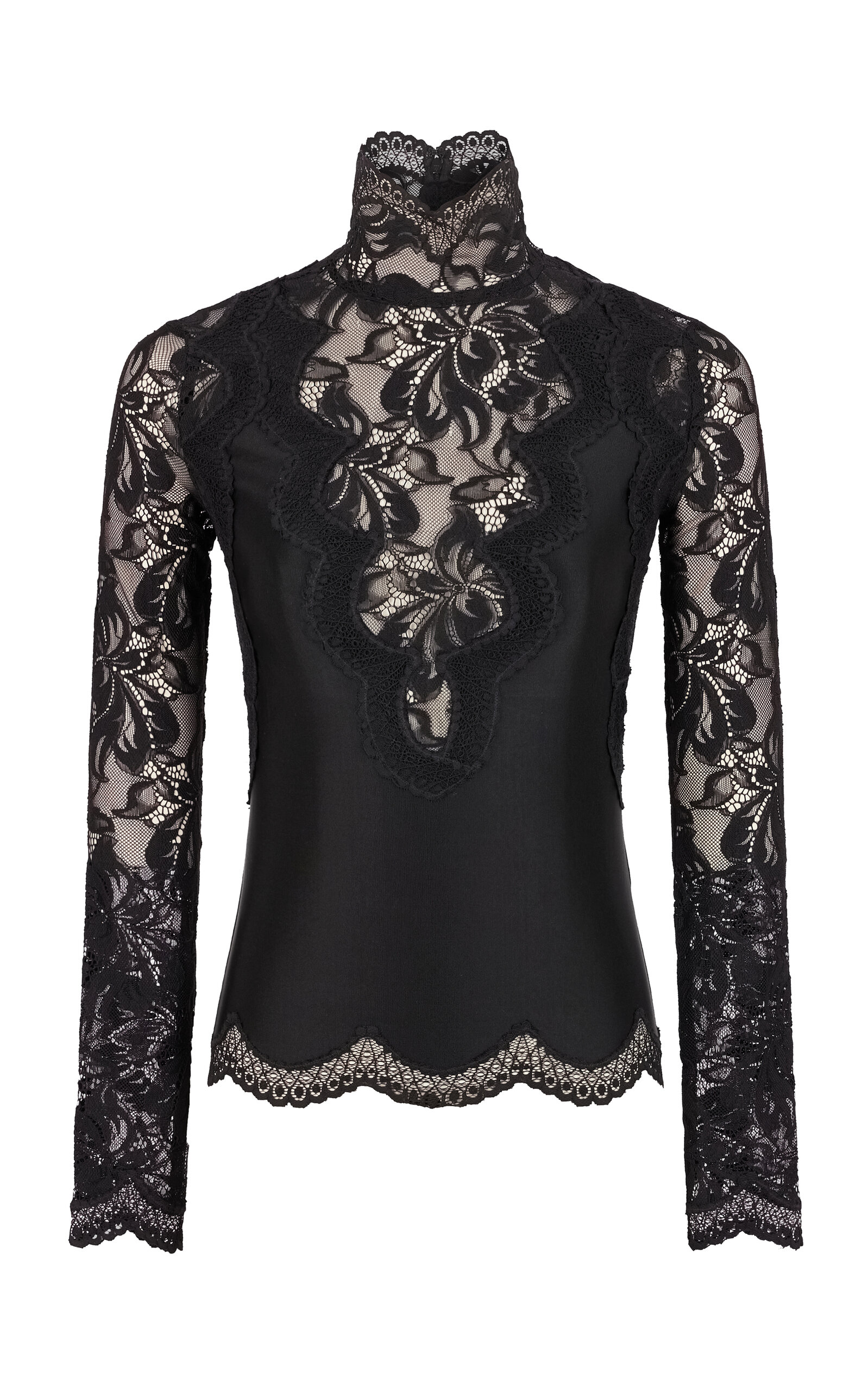 Rabanne Lace-Paneled Satin Top - Black