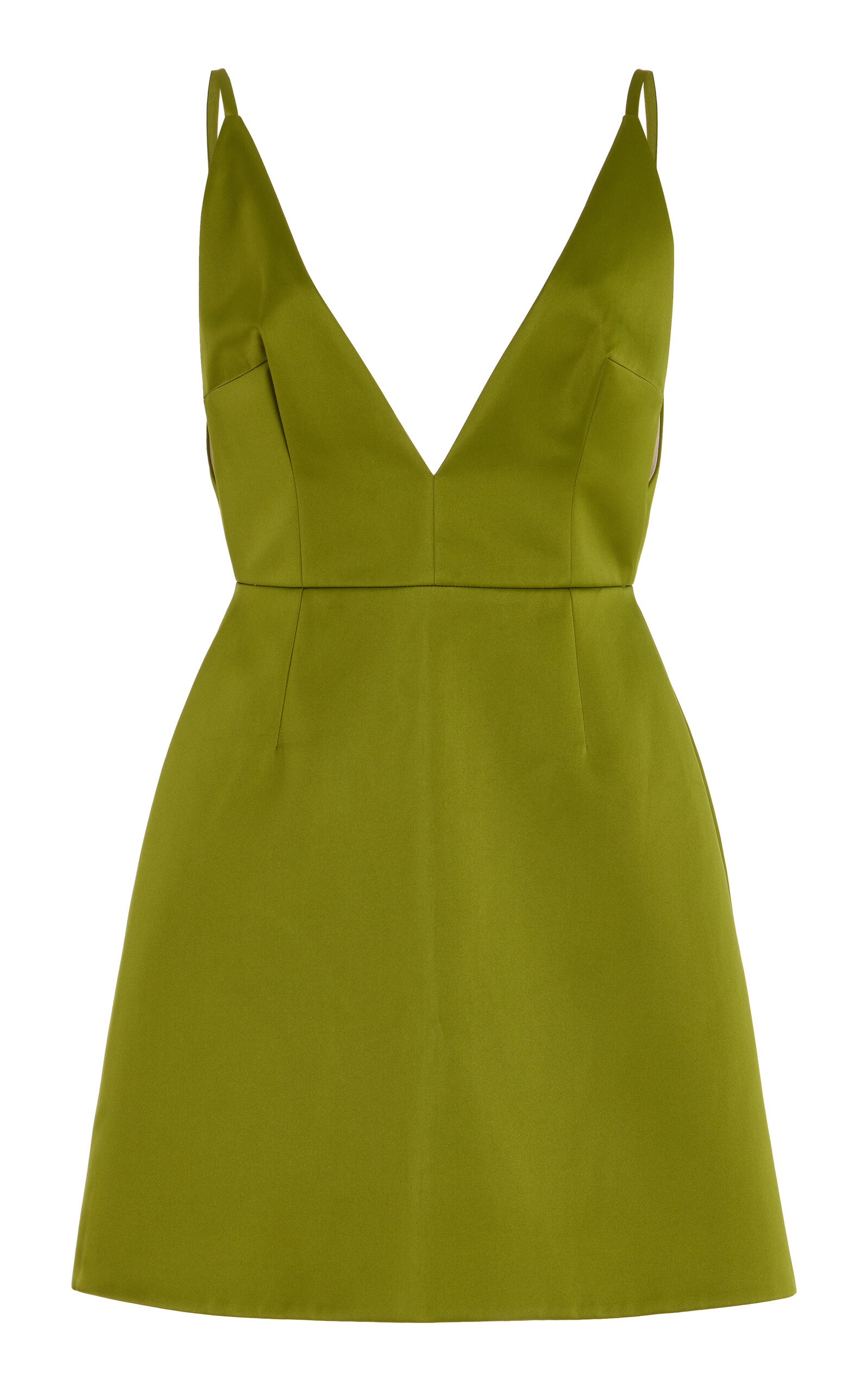 Emilia Wickstead Vero Plunged Satin Mini Dress - Green