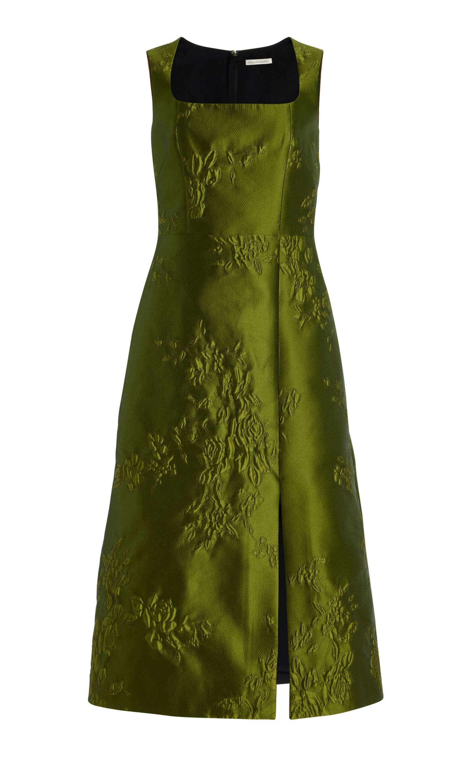 Emilia Wickstead Pinah Embossed Satin Jacquard Midi Dress   - Green