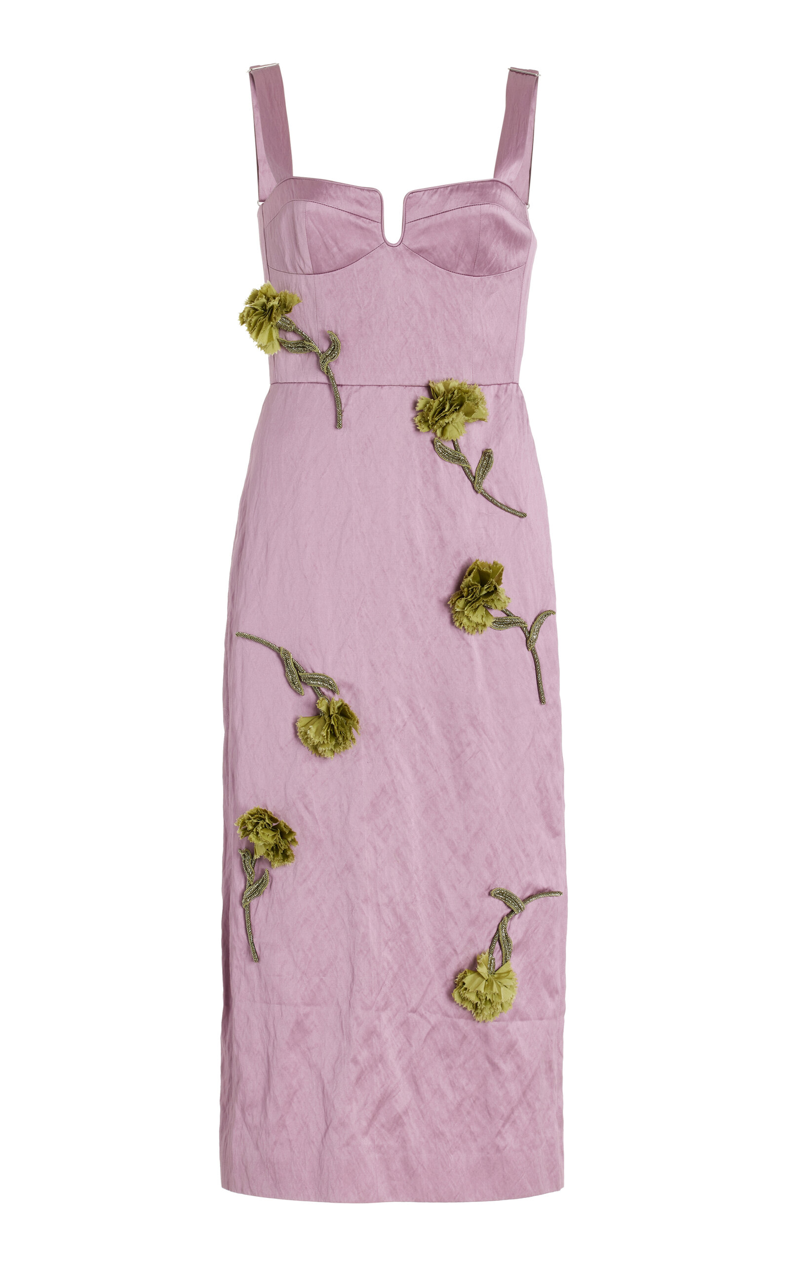 ERDEM EMBELLISHED SATIN BUSTIER MIDI DRESS 