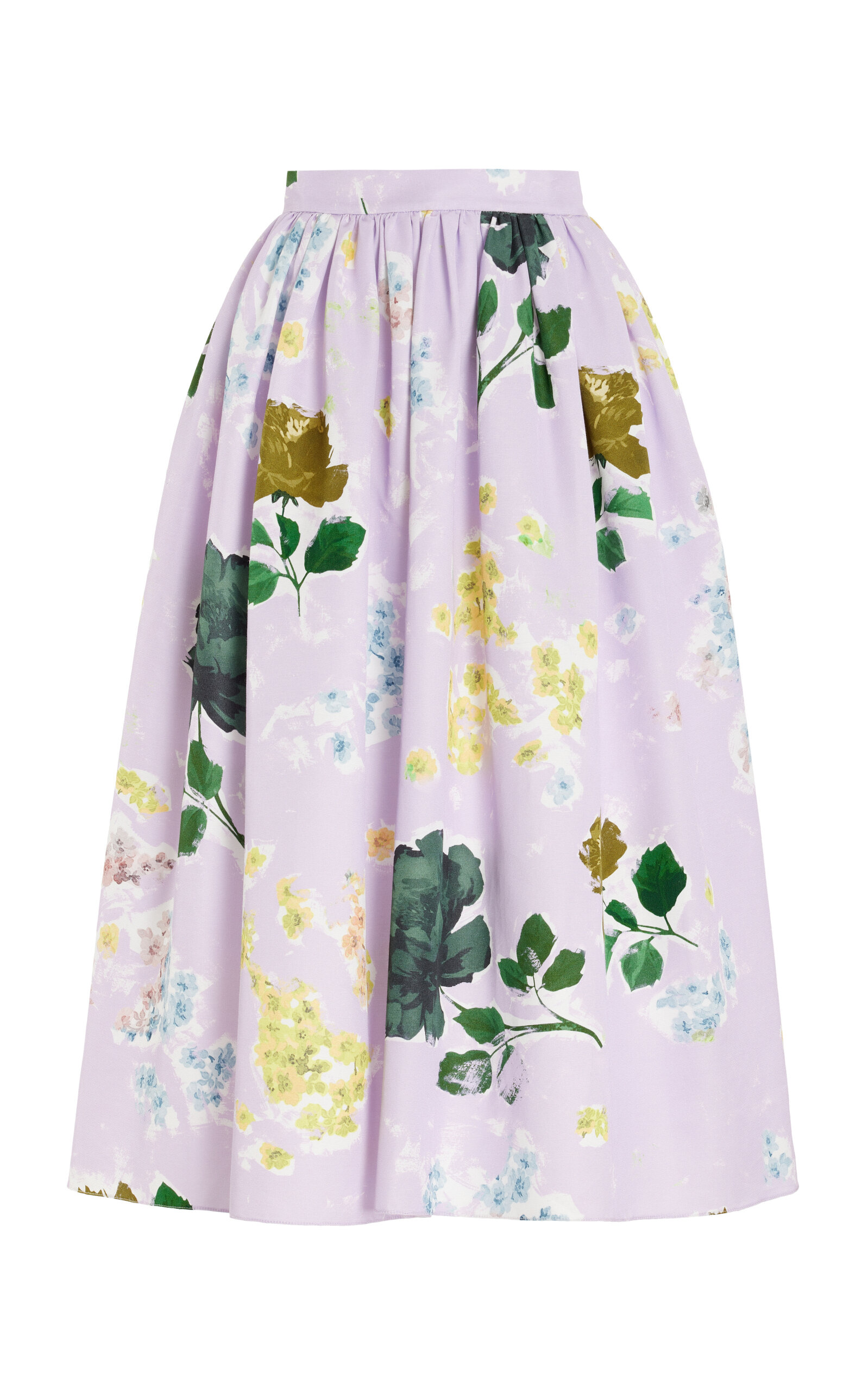 Erdem Gathered Cotton-Blend Midi Skirt - Multi