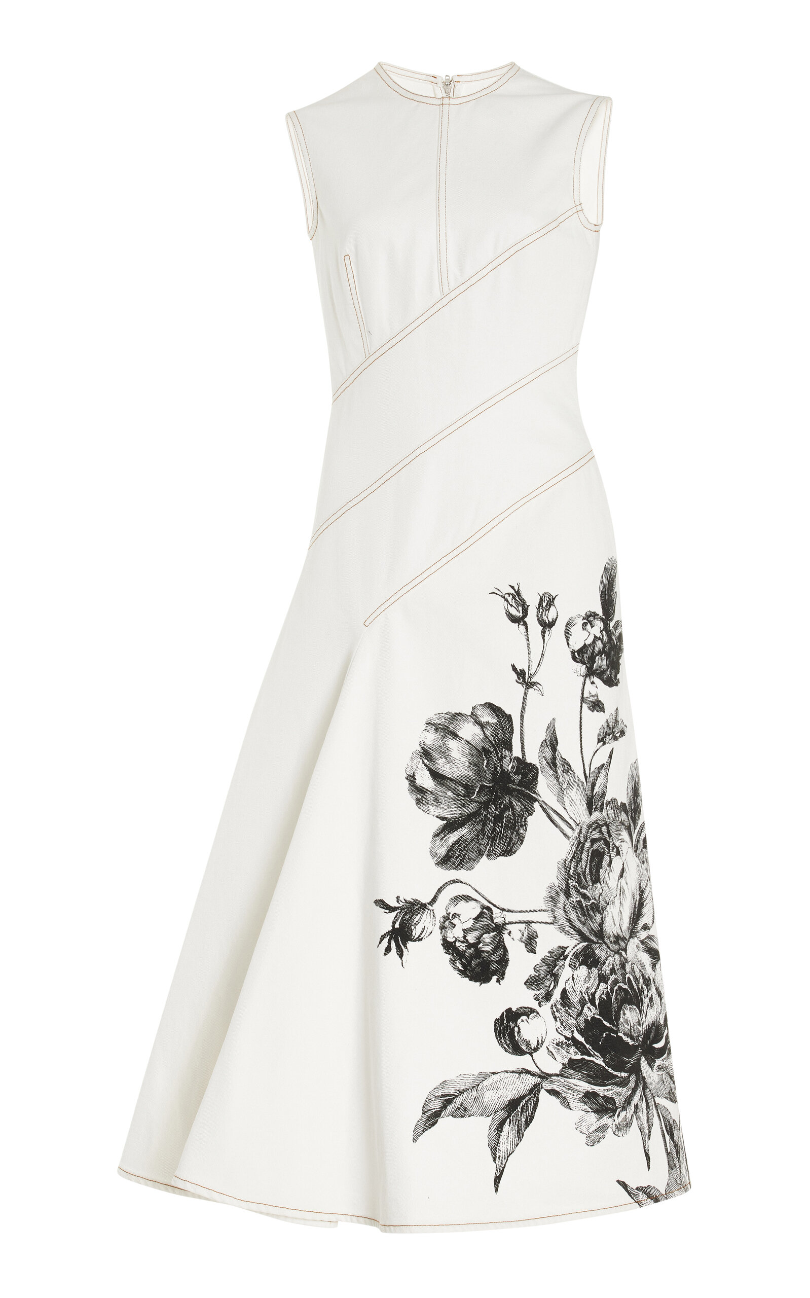 ERDEM PANELED COTTON MIDI DRESS