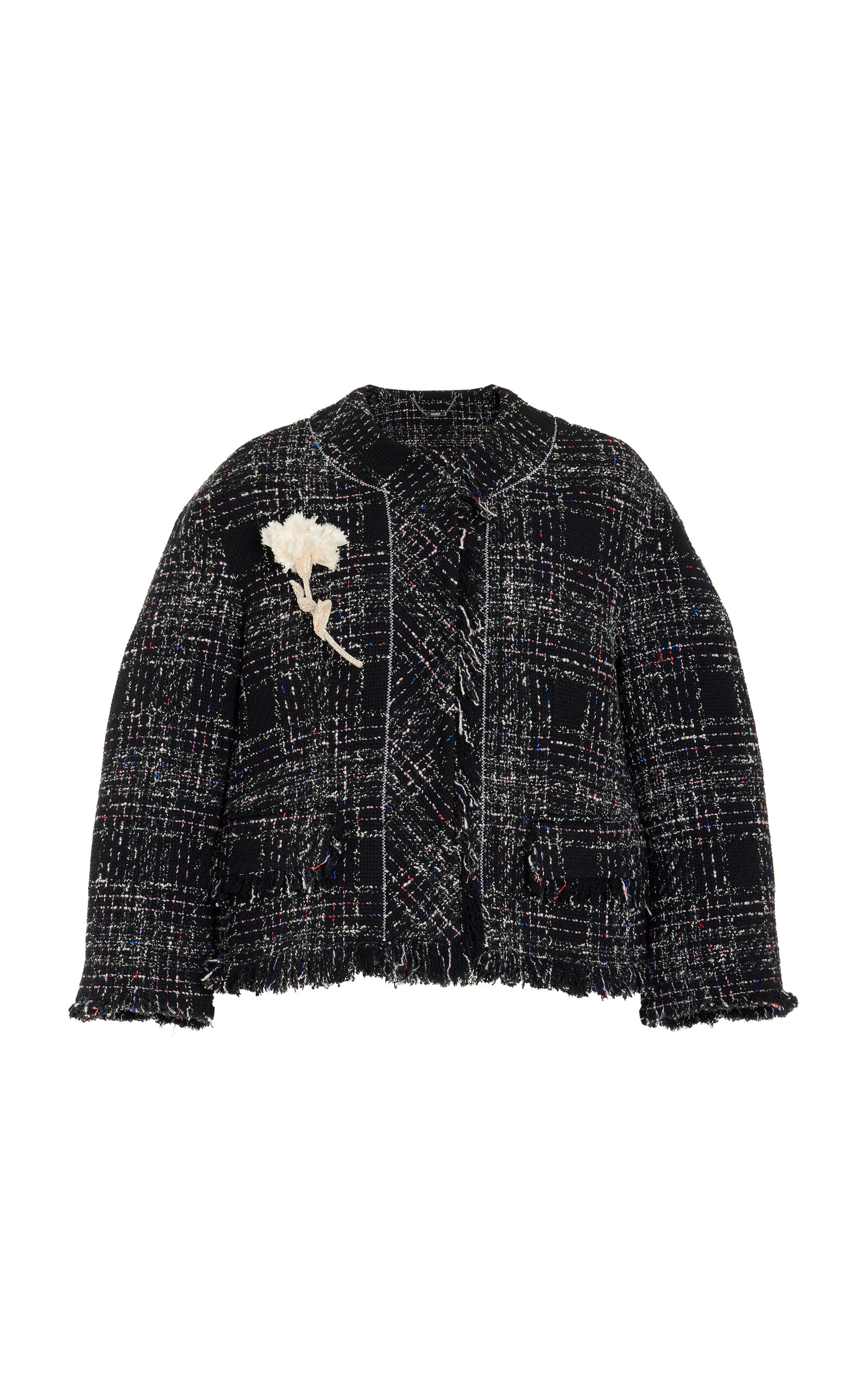 Erdem Cropped Tweed Jacket - Black
