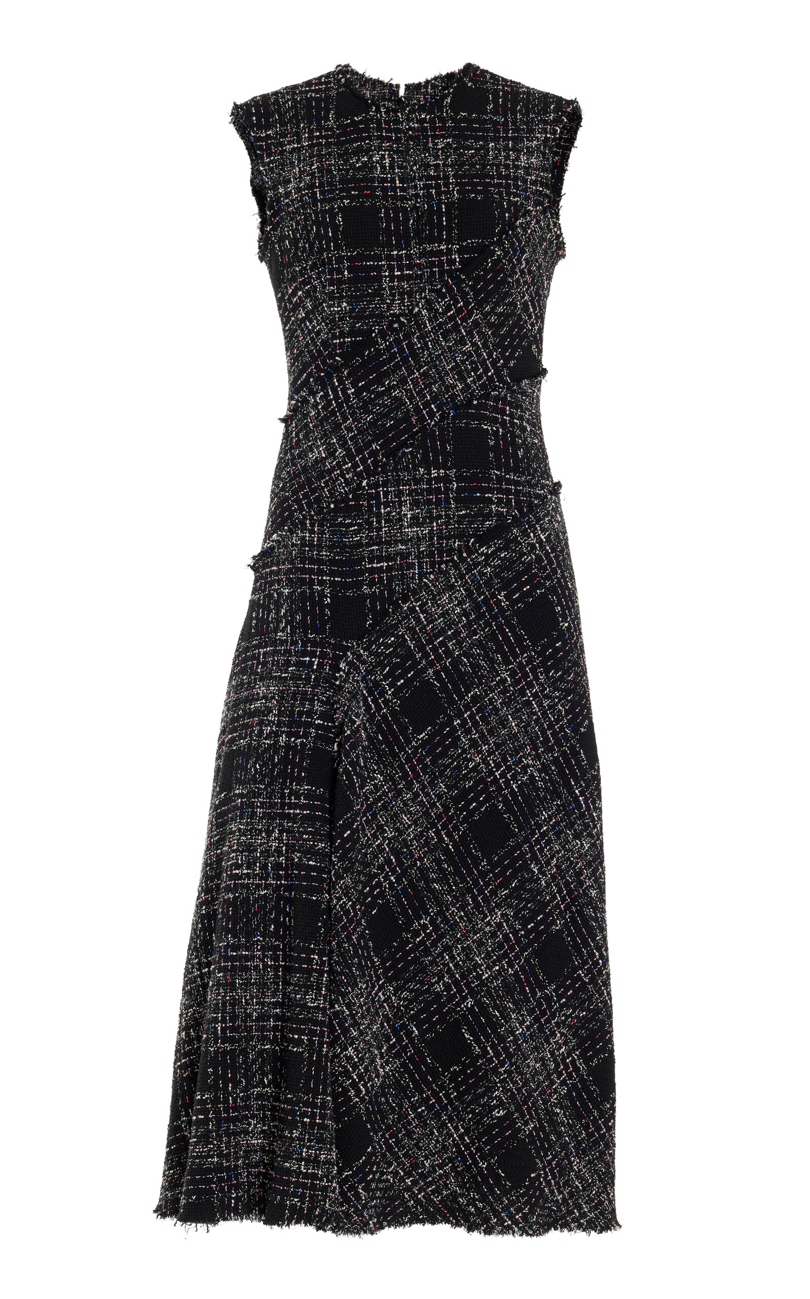 Erdem Cotton-blend Tweed Midi Dress In Black