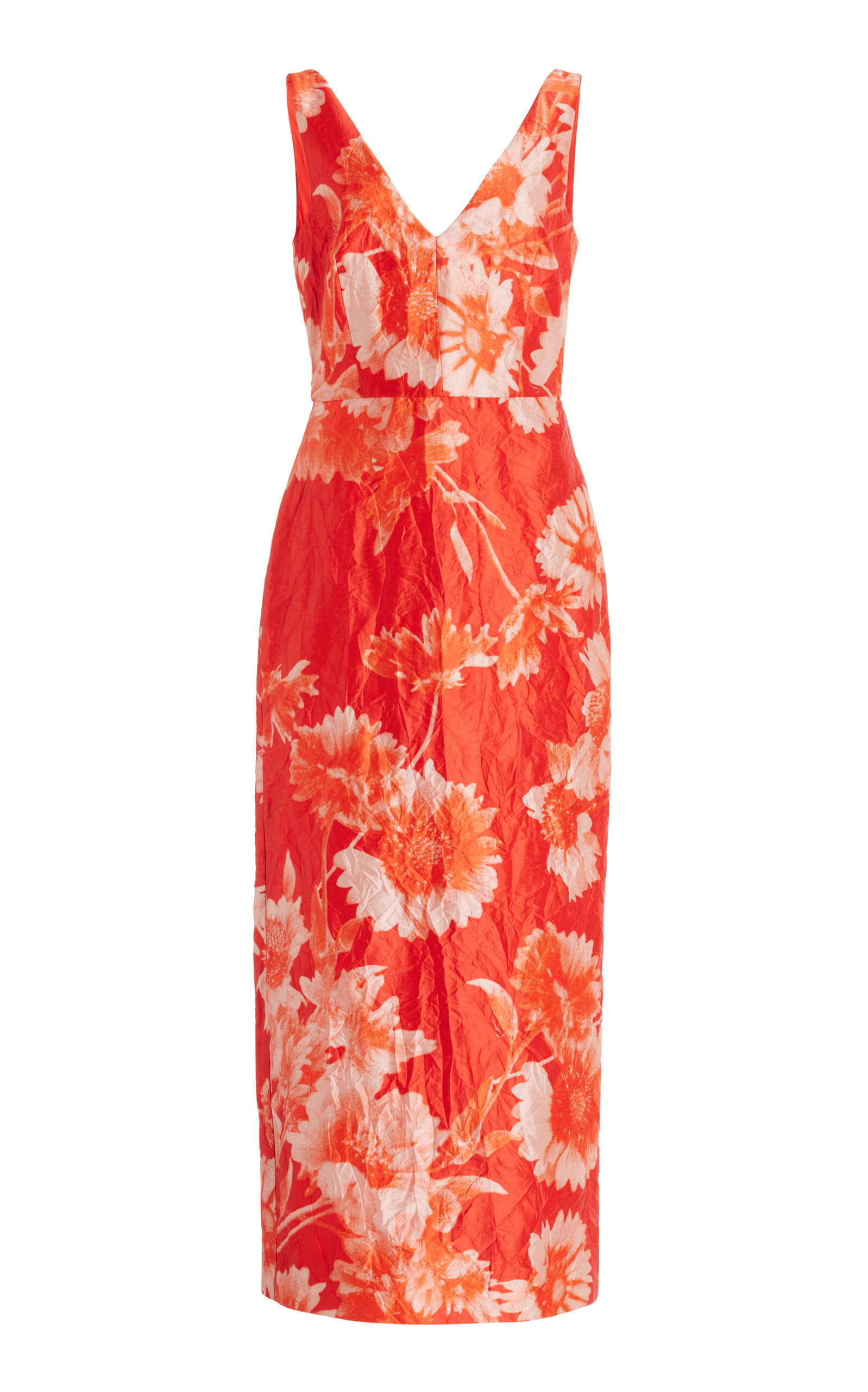 Erdem Crinkled Satin Midi Dress - Red