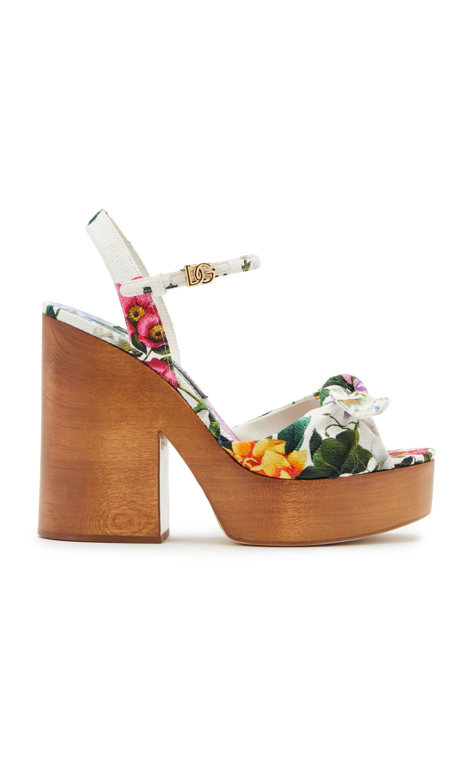 Dolce & Gabbana Floral Canvas Platform Sandals - Multi