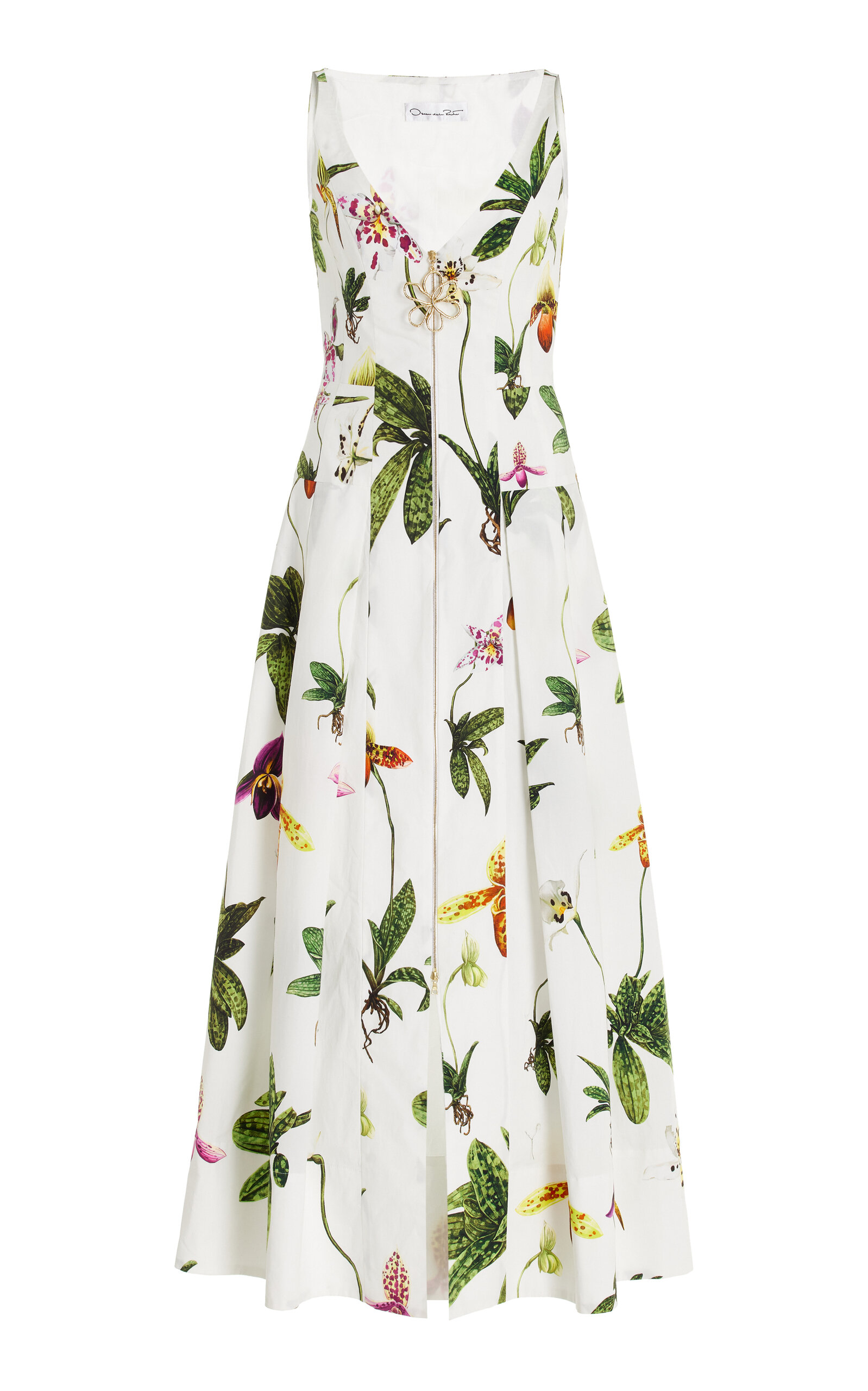 Oscar de la Renta Zip-Front Cotton Poplin Maxi Dress