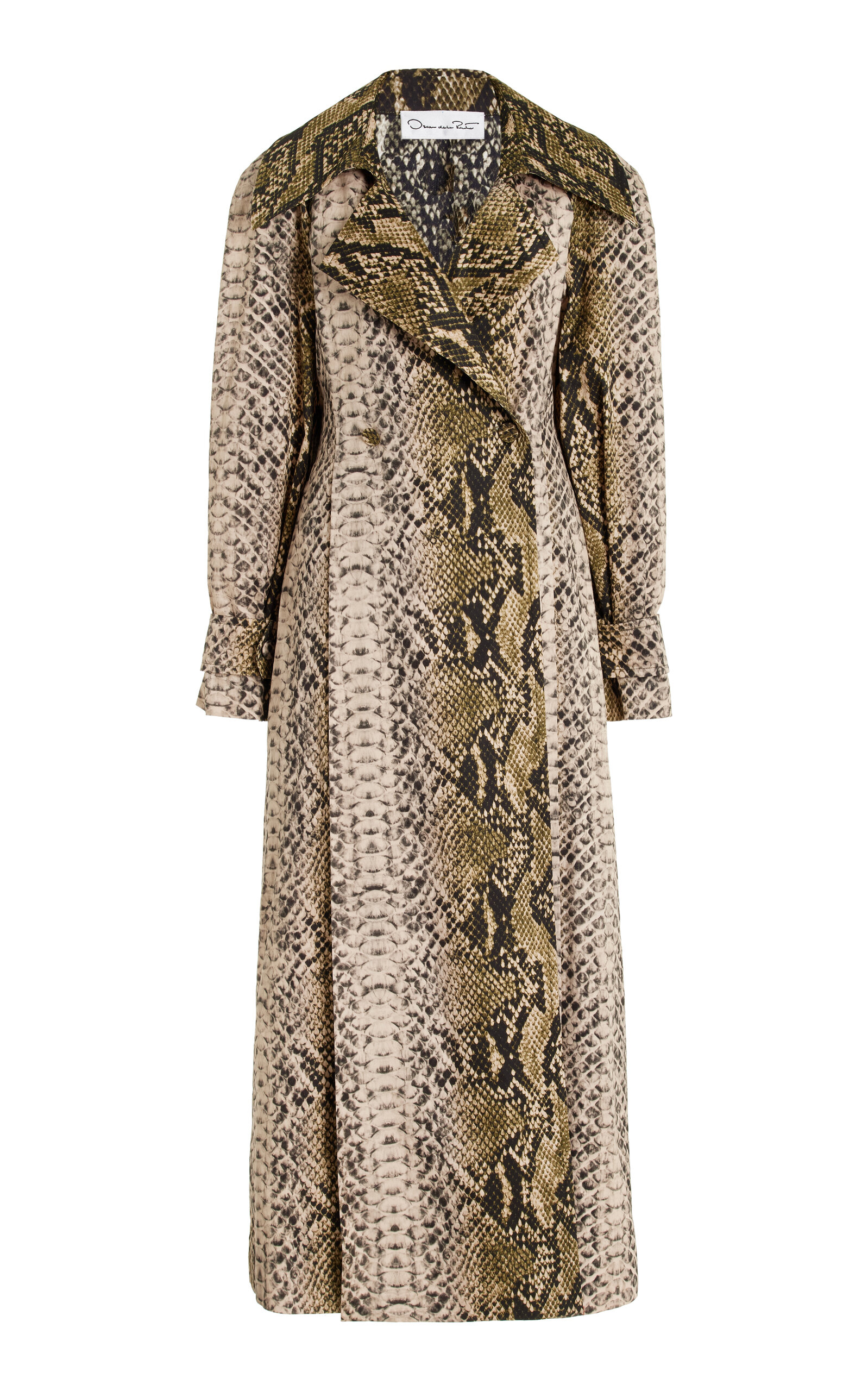 Shop Oscar De La Renta Snake-effect Cotton Trench Coat In Python