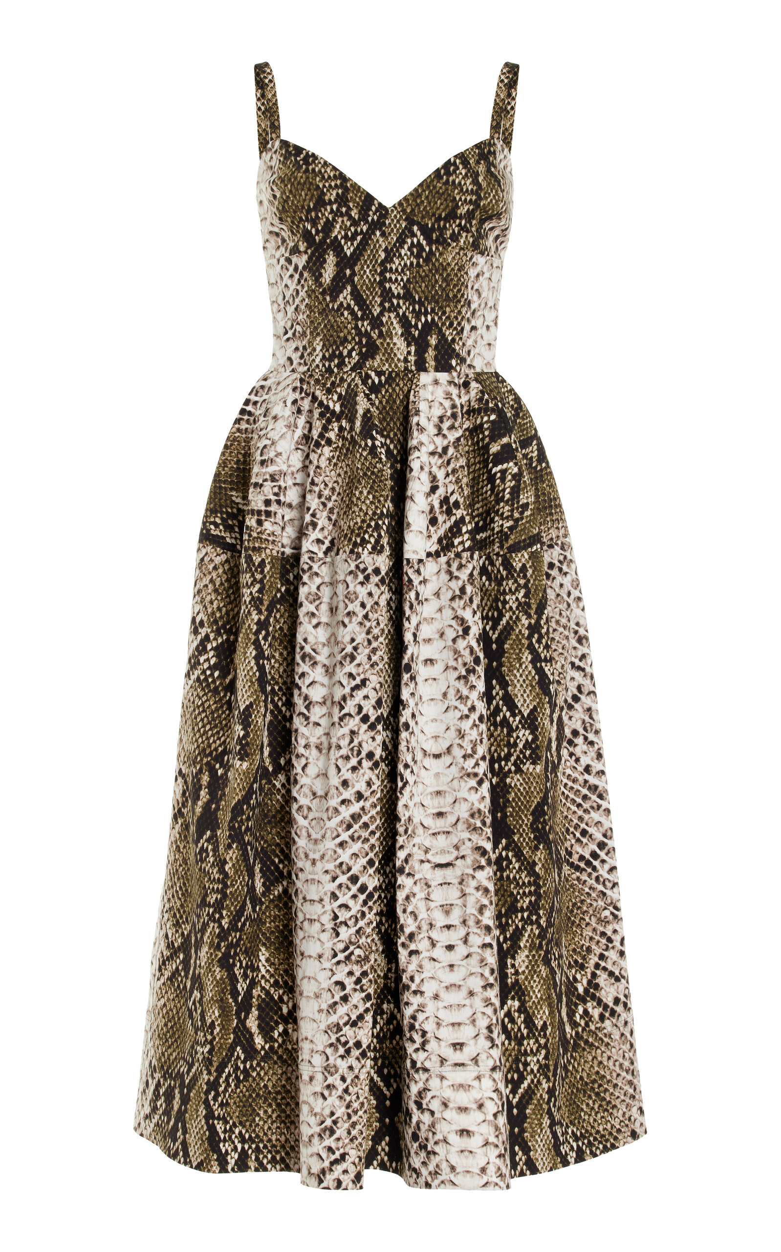Oscar de la Renta Snake-Effect Cotton Midi Dress - Python