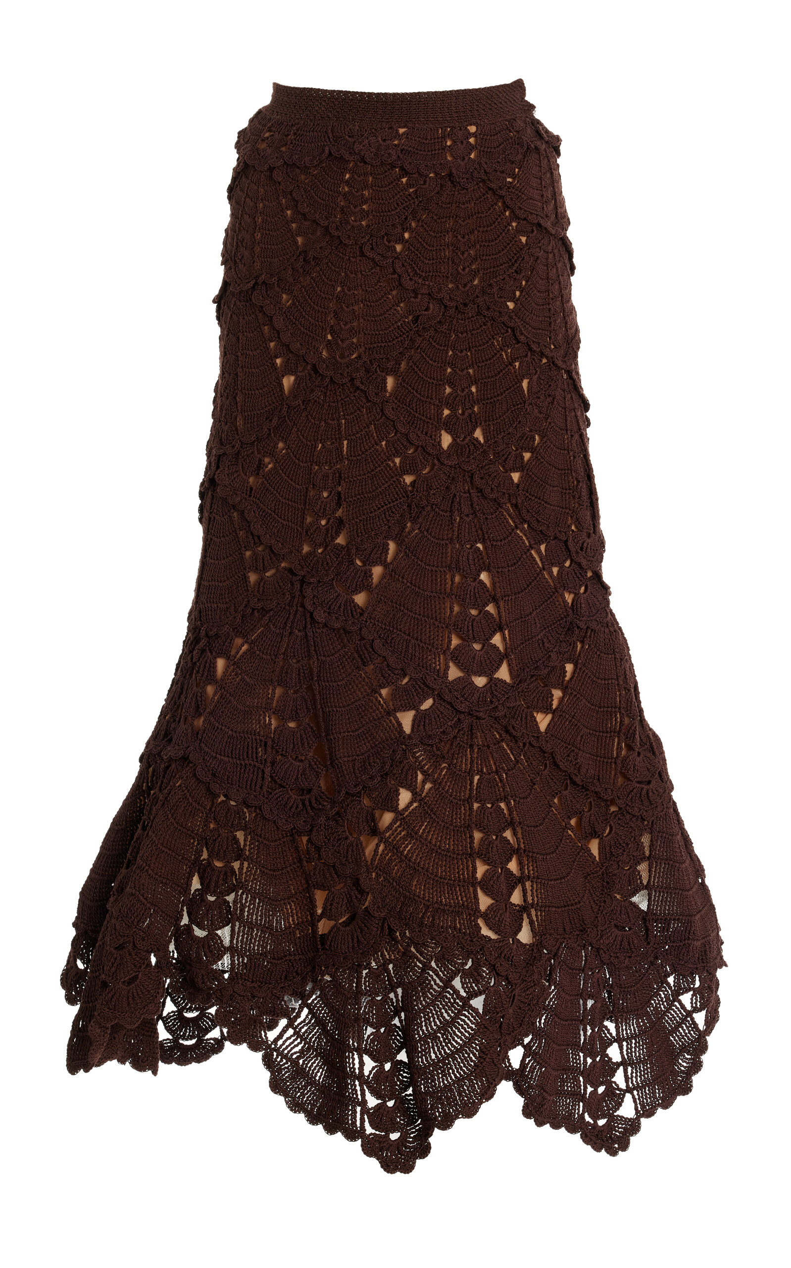 OSCAR DE LA RENTA CROCHETED COTTON MIDI SKIRT 