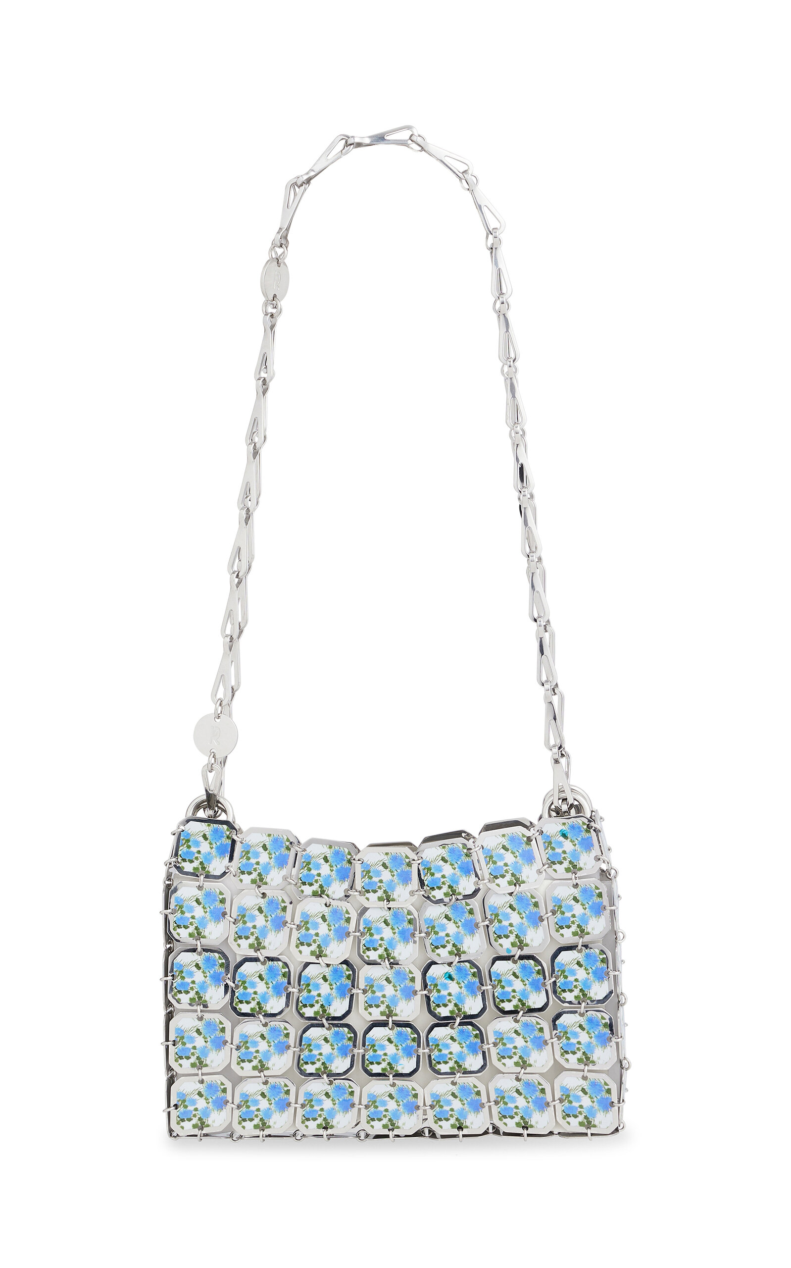 Rabanne Flower Printed Steel Paillette Shoulder Bag