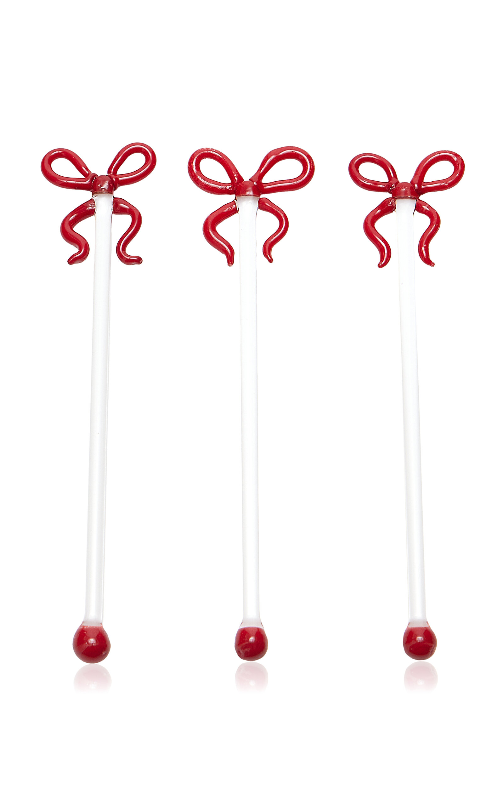 Moda Domus Handmade Glass Bow Cocktail Stirrers - Red