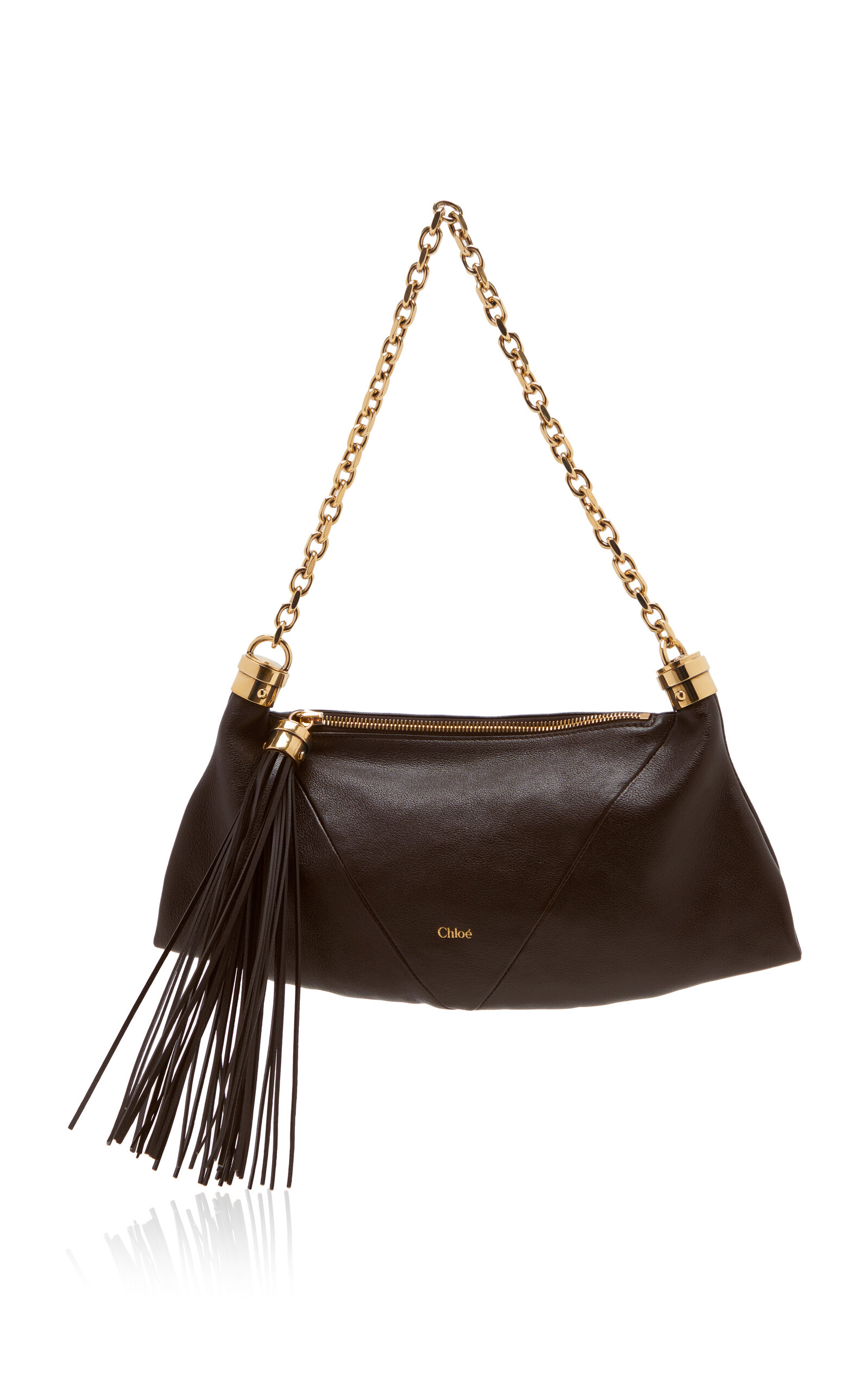 Chloé Tassel-Embellished Leather Foulard Bag - Brown - OS