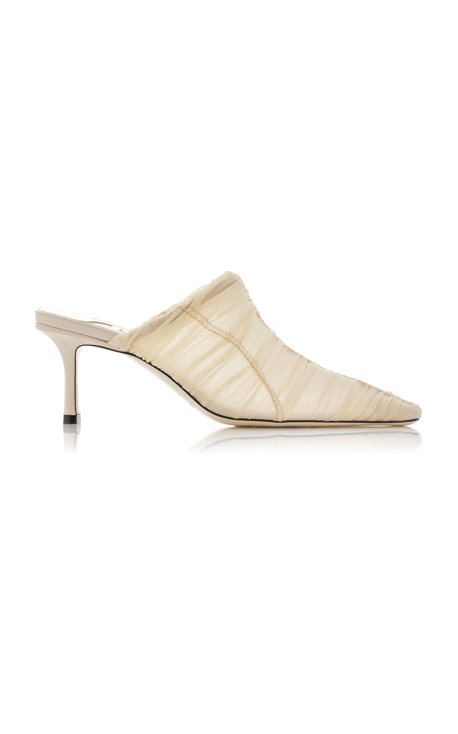 Jimmy Choo Lotta Ruched Tulle Mules In White
