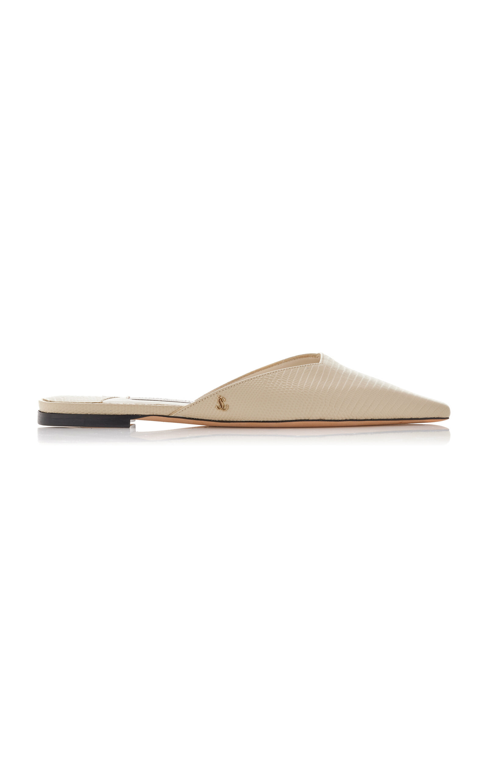 Jimmy Choo Pantoletten Vivi Aus Metallic-leder In Ivory