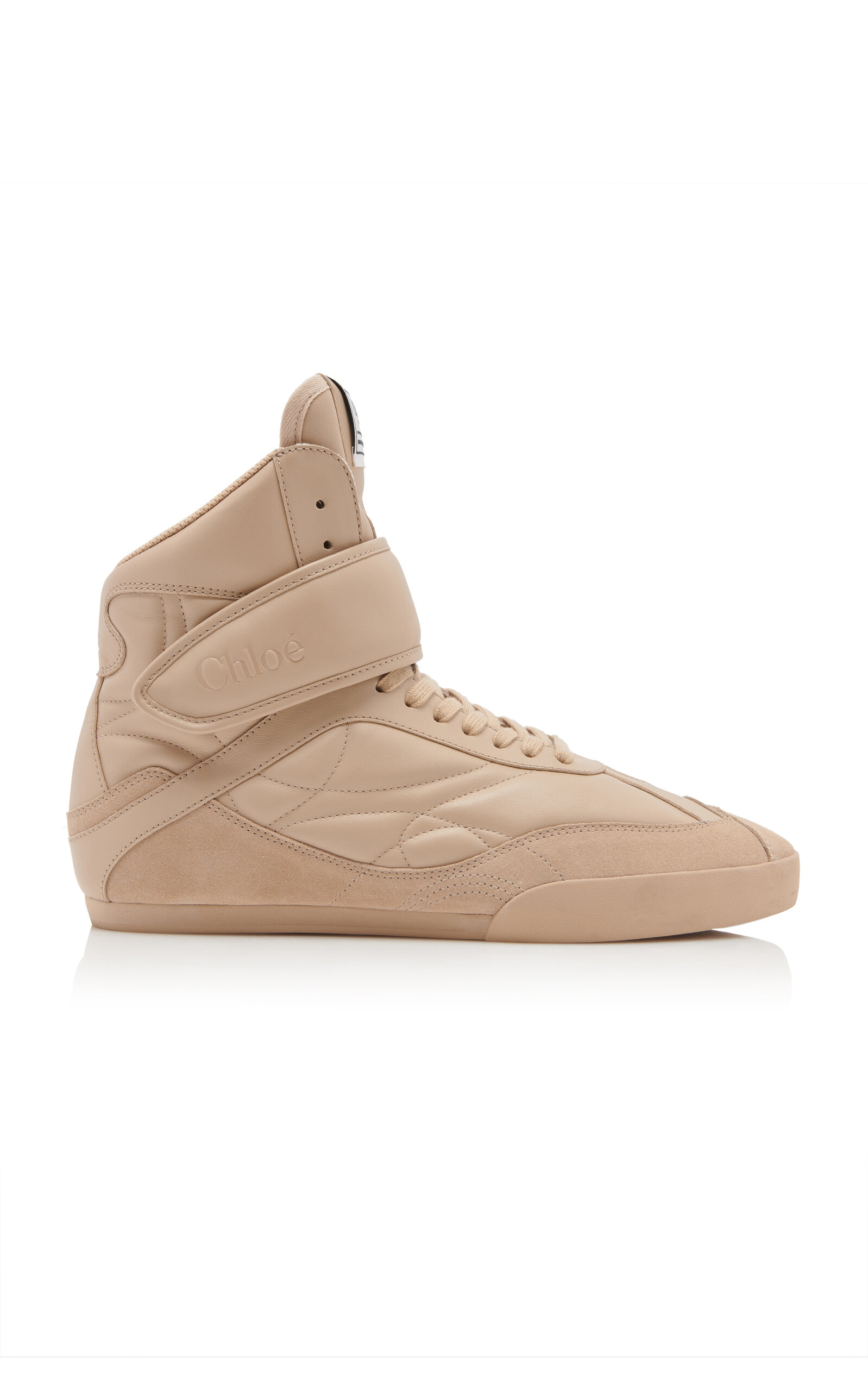 Chloé Kick Suede-trimmed Quilted Leather High-top Sneakers In Tan