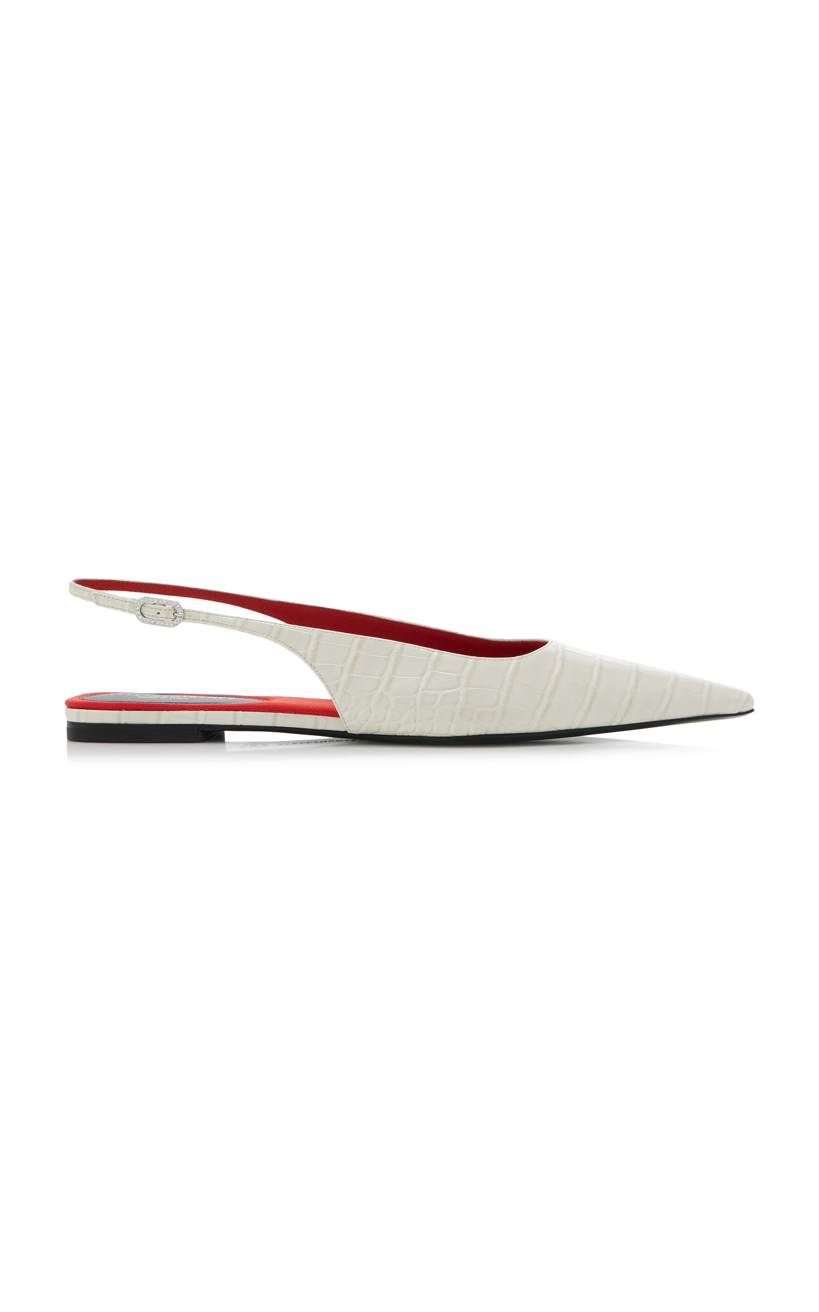 Stella McCartney Elsa Croc-Effect Vegan Leather Slingback Flats - White