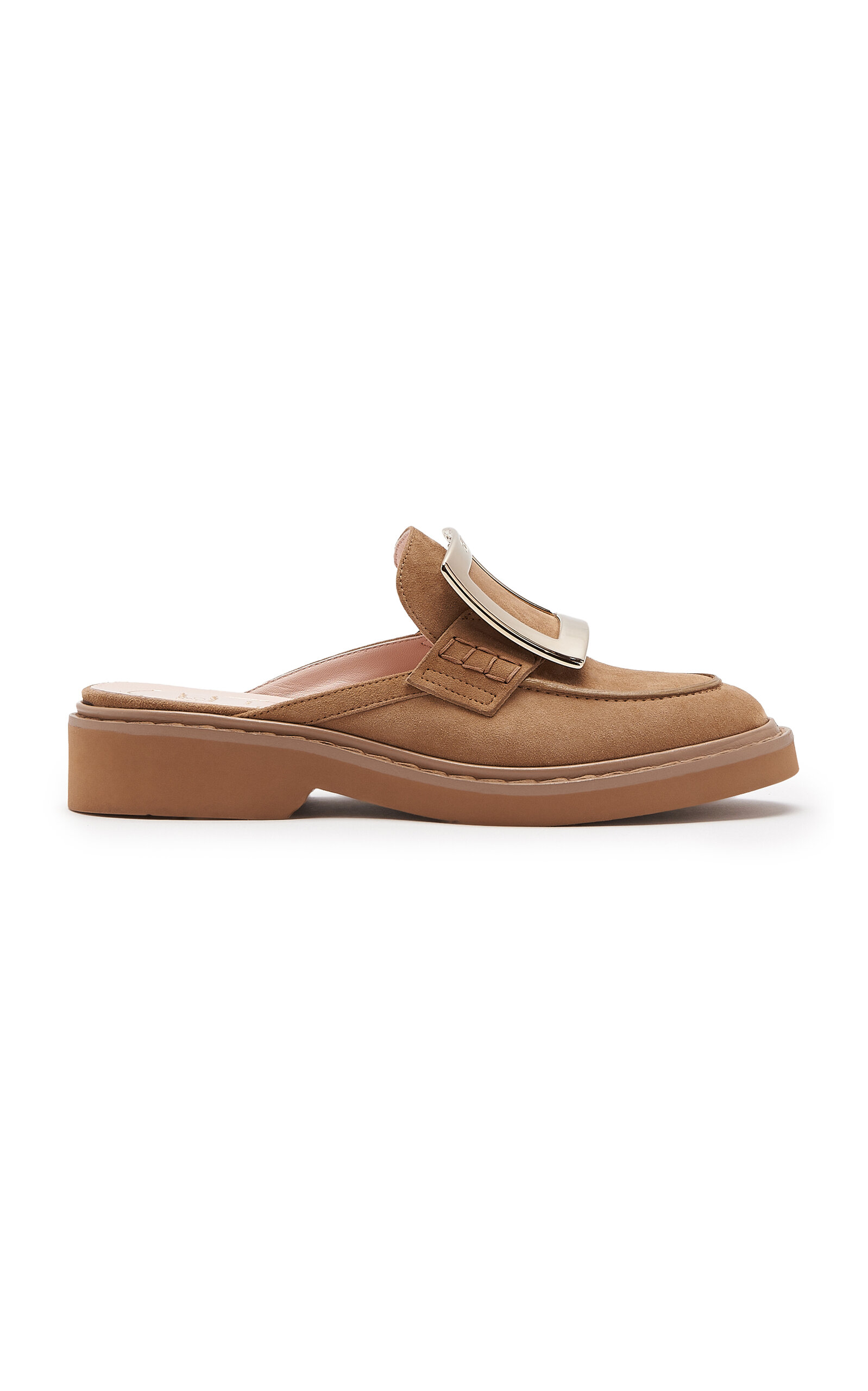 Roger Vivier Viv Rangers Buckle-Detailed Suede Mule Loafers