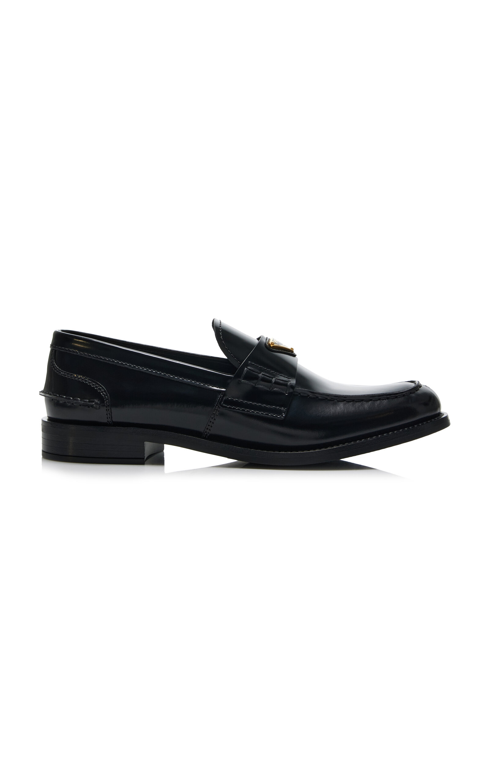 Prada Triangle Logo Brushed Leather Loafers In Multi