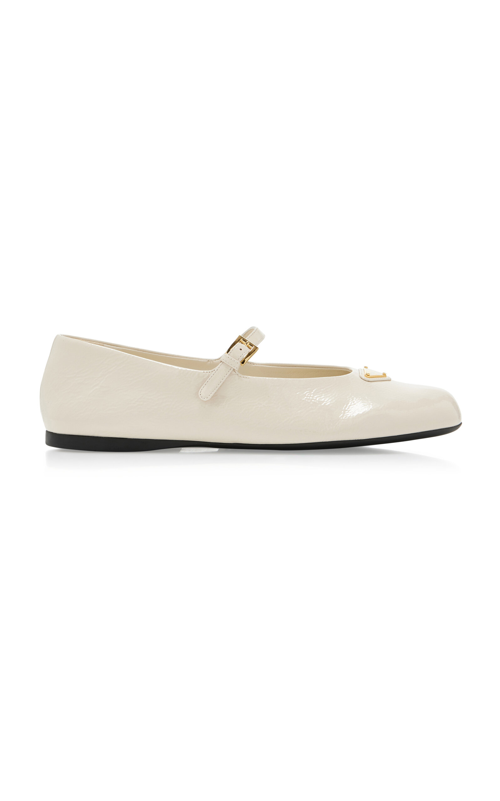 Prada Patent-leather Ballerina Flats In White