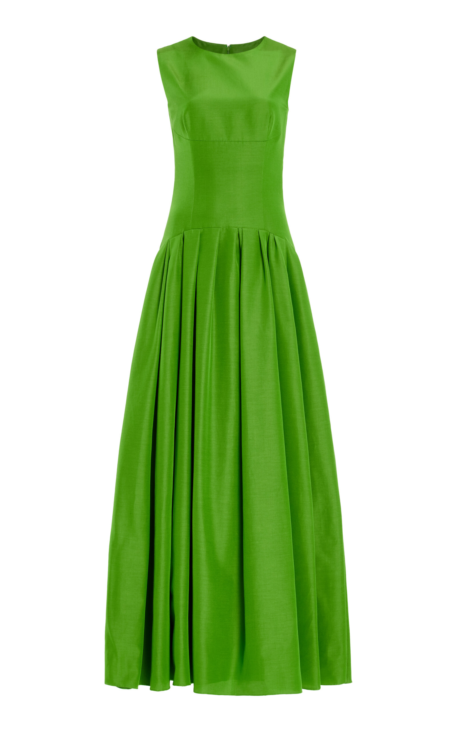 Carolina Herrera Sleeveless Cotton-Blend Faille Maxi Dress - Green