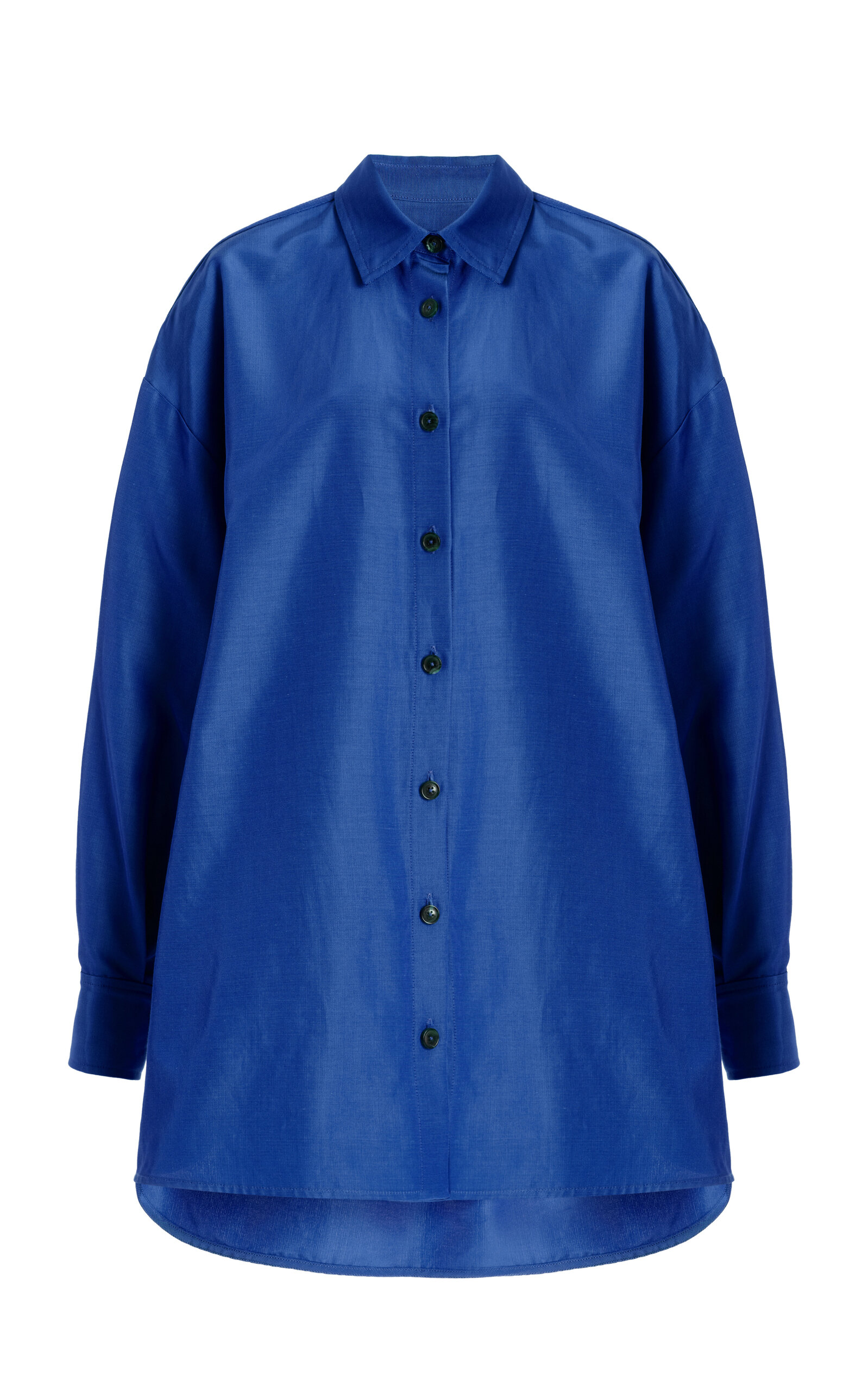 Carolina Herrera Oversized Cotton-blend Faille Shirt In Blue